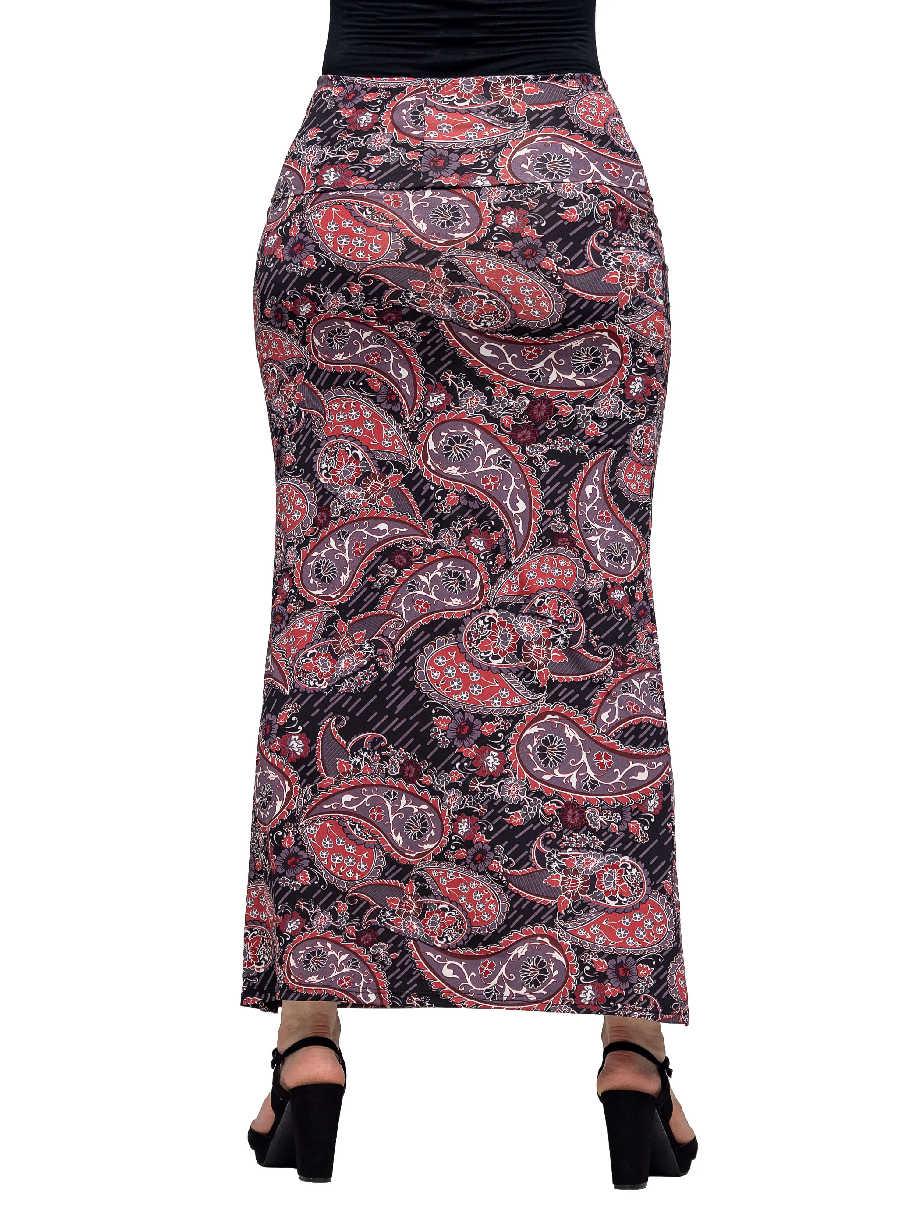 Paisley Print Fold Over Waist Maxi Skirt sold by 24/7 Comfort Apparel product image thumbnail 3