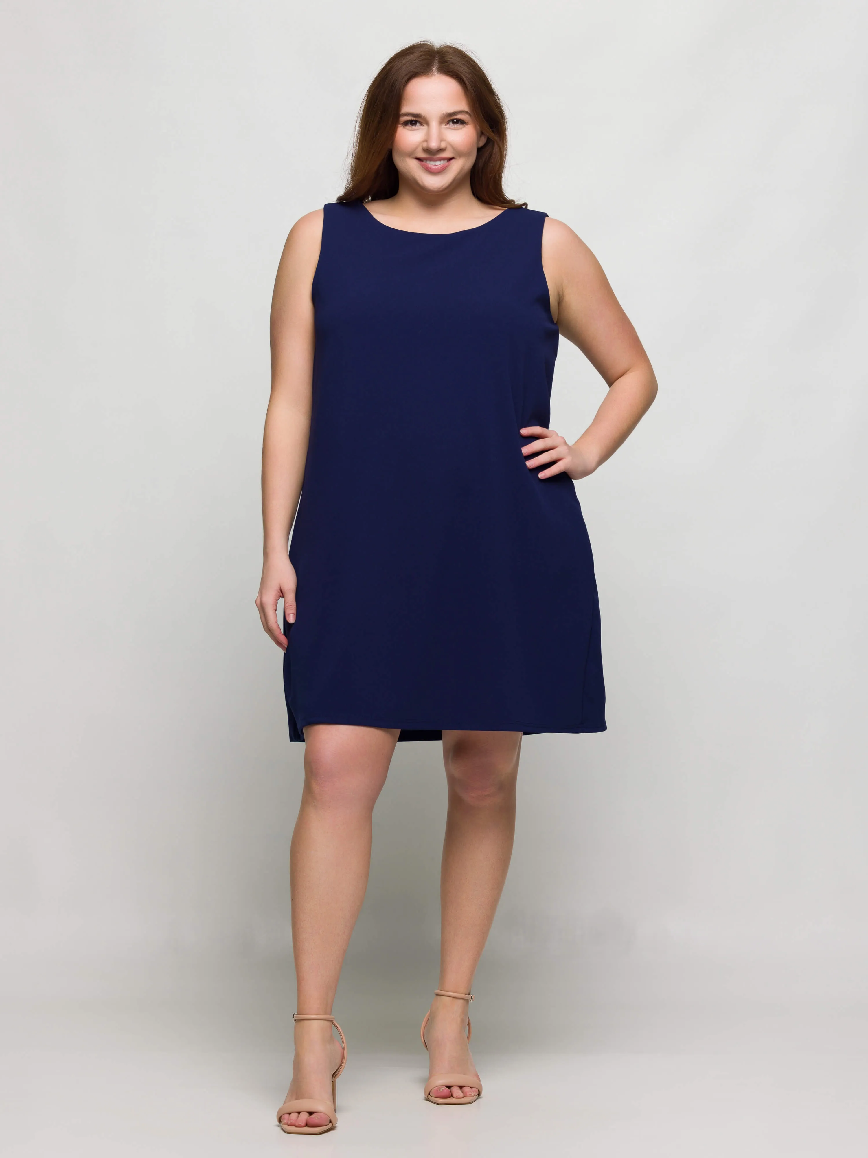 24seven Comfort Apparel Plus Size Solid Color Sleeveless Mini Shift Dress sold by 24/7 Comfort Apparel product image thumbnail 4