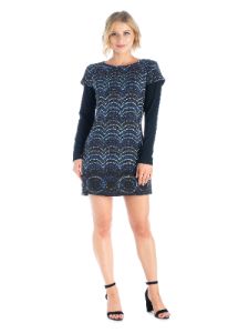 24seven Comfort Apparel Multicolor Blue Long Sleeve Dress sold by 24/7 Comfort Apparel
