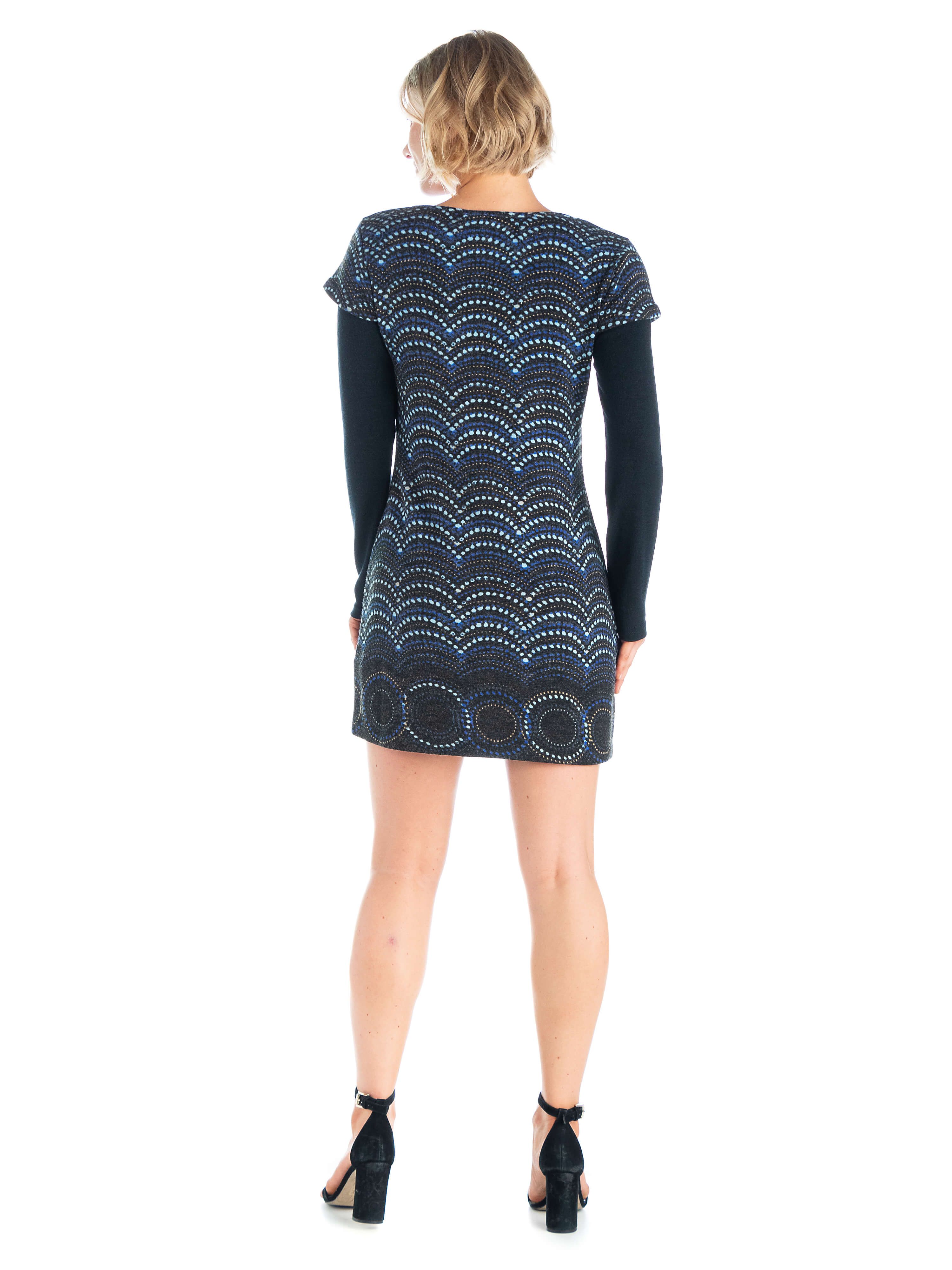 24seven Comfort Apparel Multicolor Blue Long Sleeve Dress sold by 24/7 Comfort Apparel product image thumbnail 3