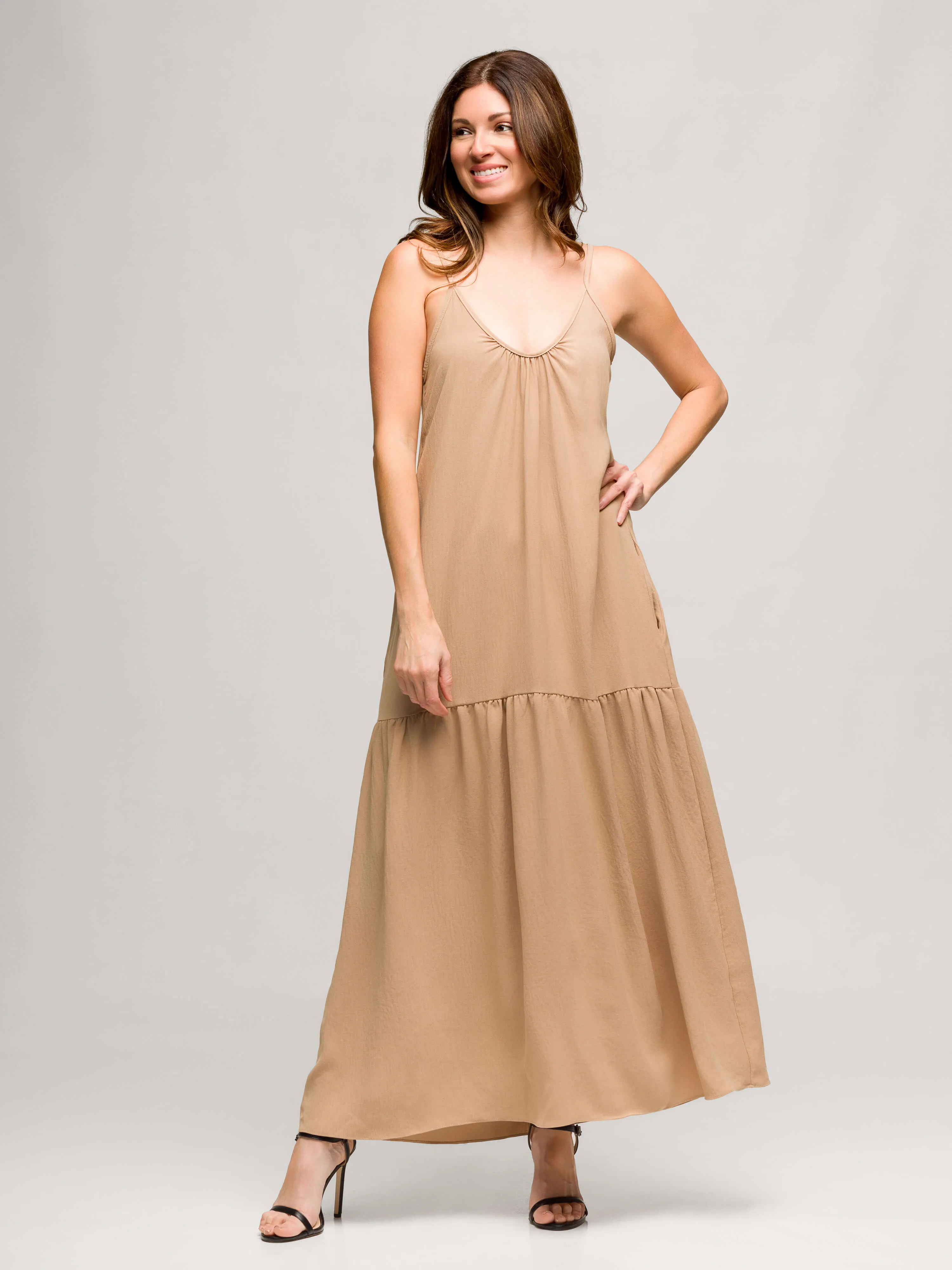 24seven Comfort Apparel Womens Lightweight Spaghetti Strap Pocket Maxi Dress sold by 24/7 Comfort Apparel product image thumbnail 4