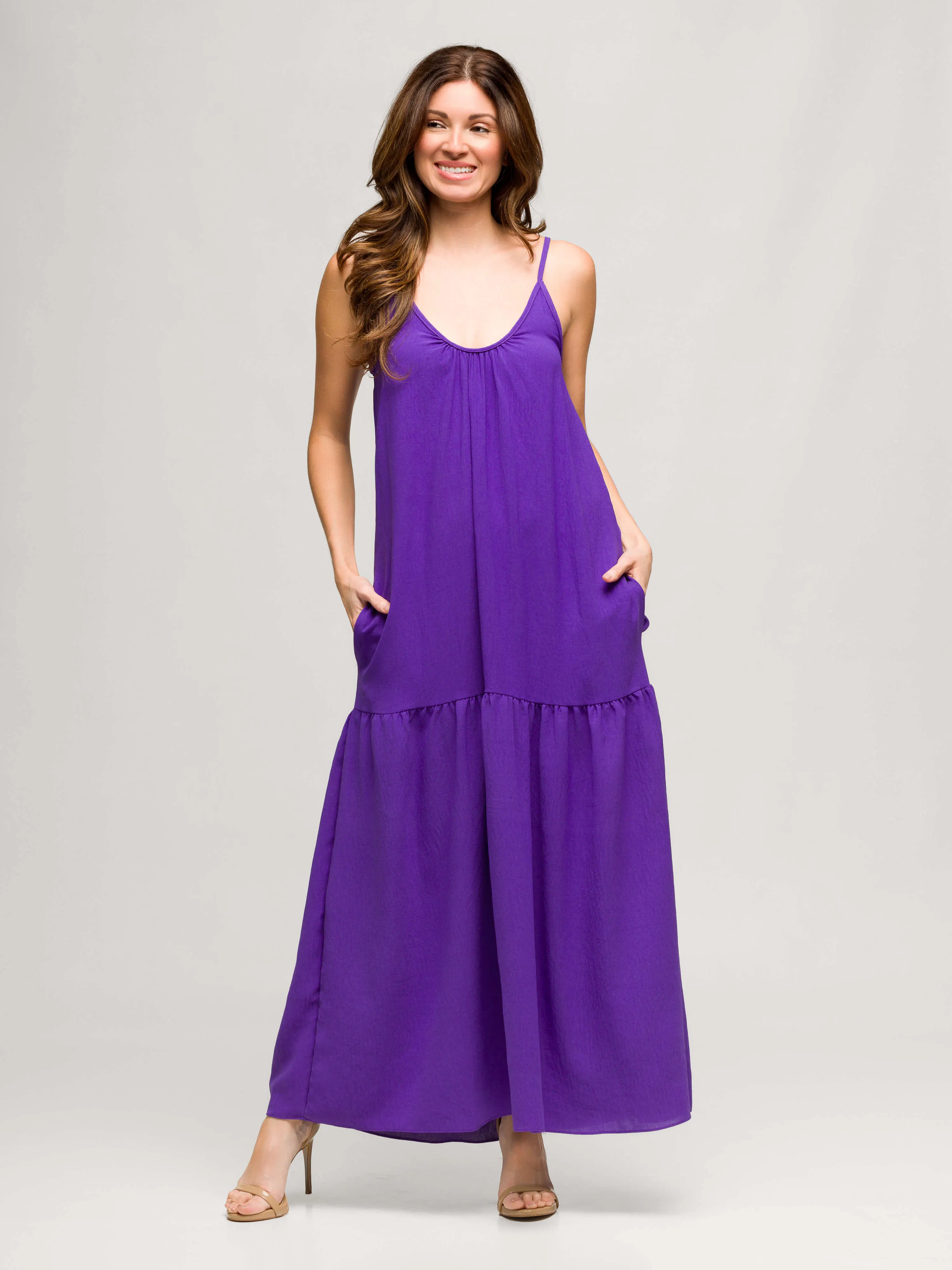 24seven Comfort Apparel Womens Lightweight Spaghetti Strap Pocket Maxi Dress sold by 24/7 Comfort Apparel product image thumbnail 5