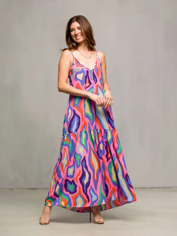 24seven Comfort Apparel Multicolor Lightweight Spaghetti Strap Pocket Maxi Dress sold by 24/7 Comfort Apparel