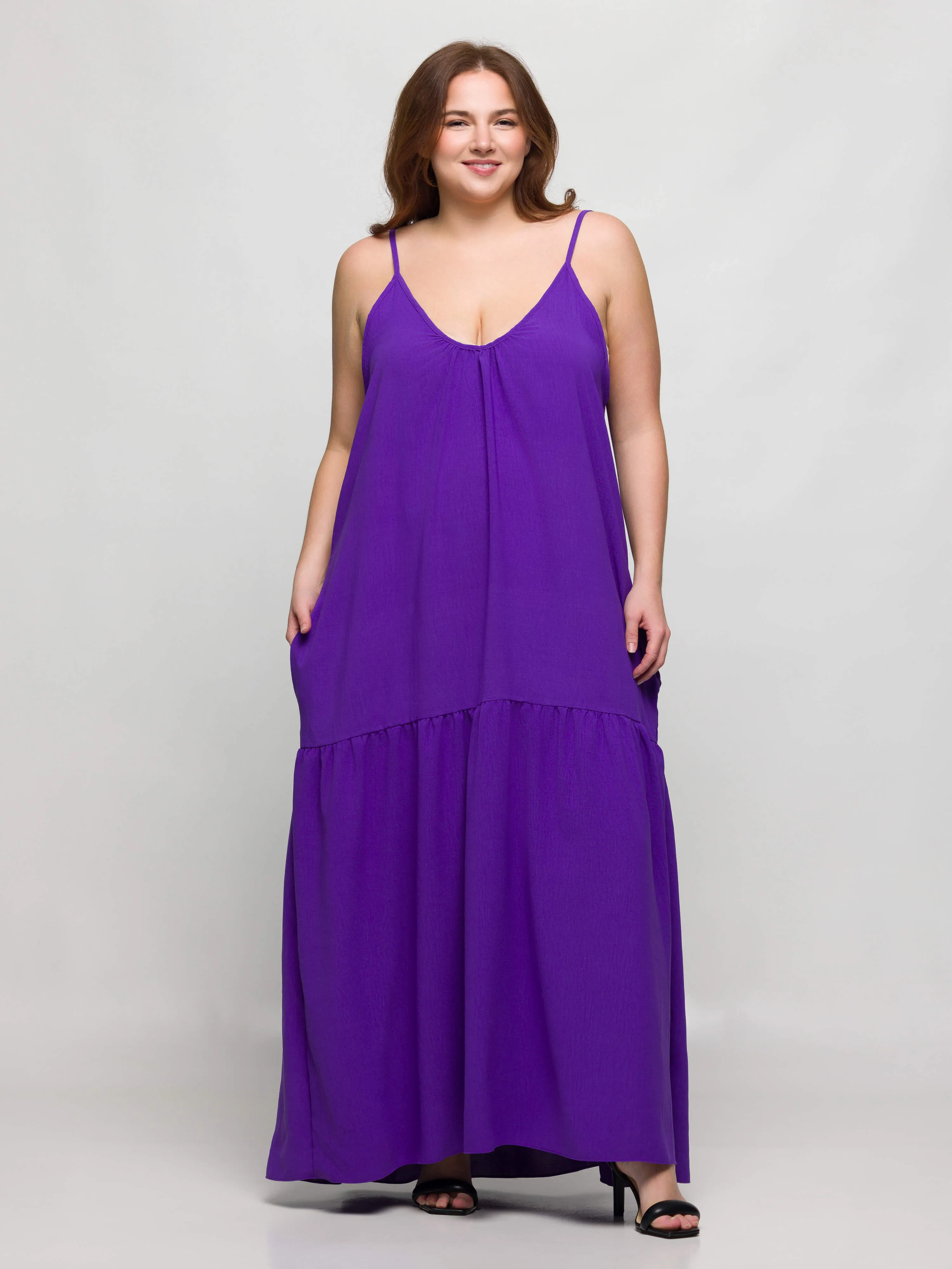 24seven Comfort Apparel Plus Size Lightweight Spaghetti Strap Pocket Maxi Dress sold by 24/7 Comfort Apparel product image thumbnail 3