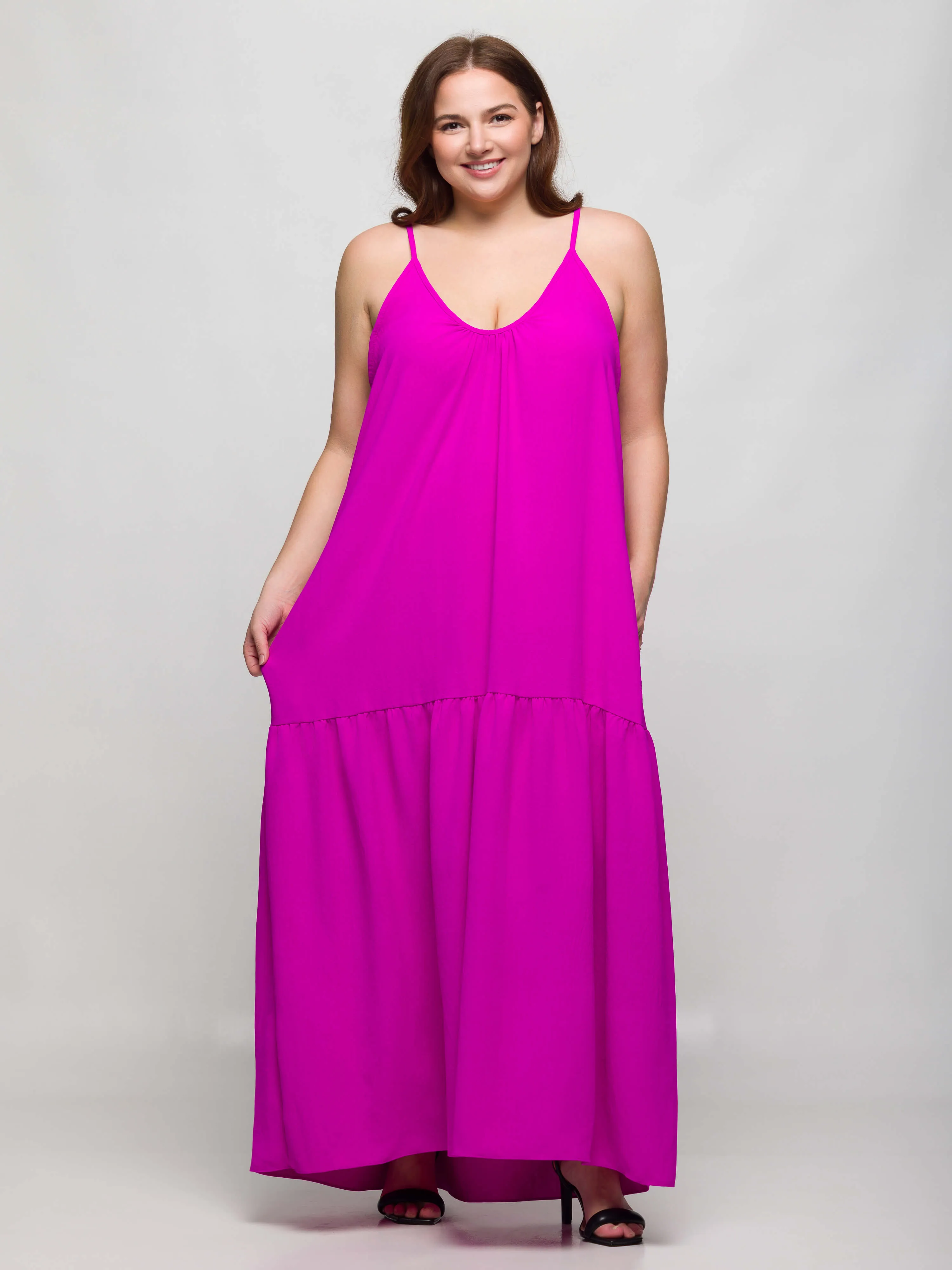 24seven Comfort Apparel Plus Size Lightweight Spaghetti Strap Pocket Maxi Dress sold by 24/7 Comfort Apparel product image thumbnail 5