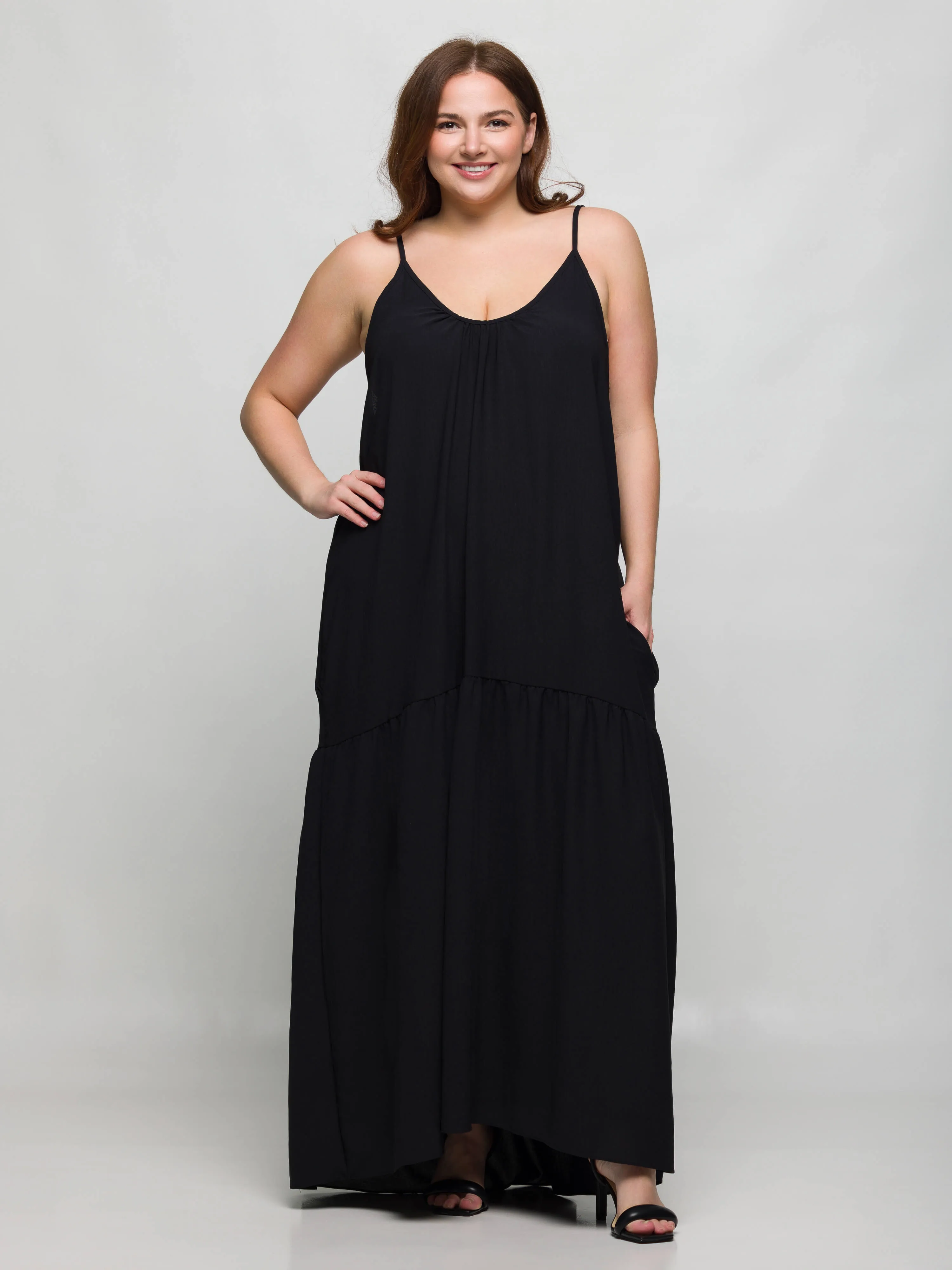 24seven Comfort Apparel Plus Size Lightweight Spaghetti Strap Pocket Maxi Dress sold by 24/7 Comfort Apparel product image thumbnail 4
