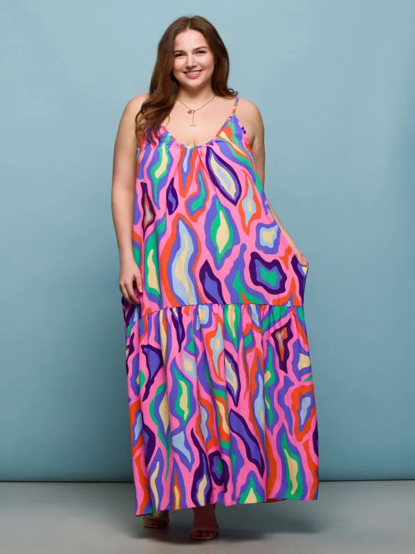24seven Comfort Apparel Plus Size Multicolor Lightweight Spaghetti Strap Pocket Maxi Dress sold by 24/7 Comfort Apparel