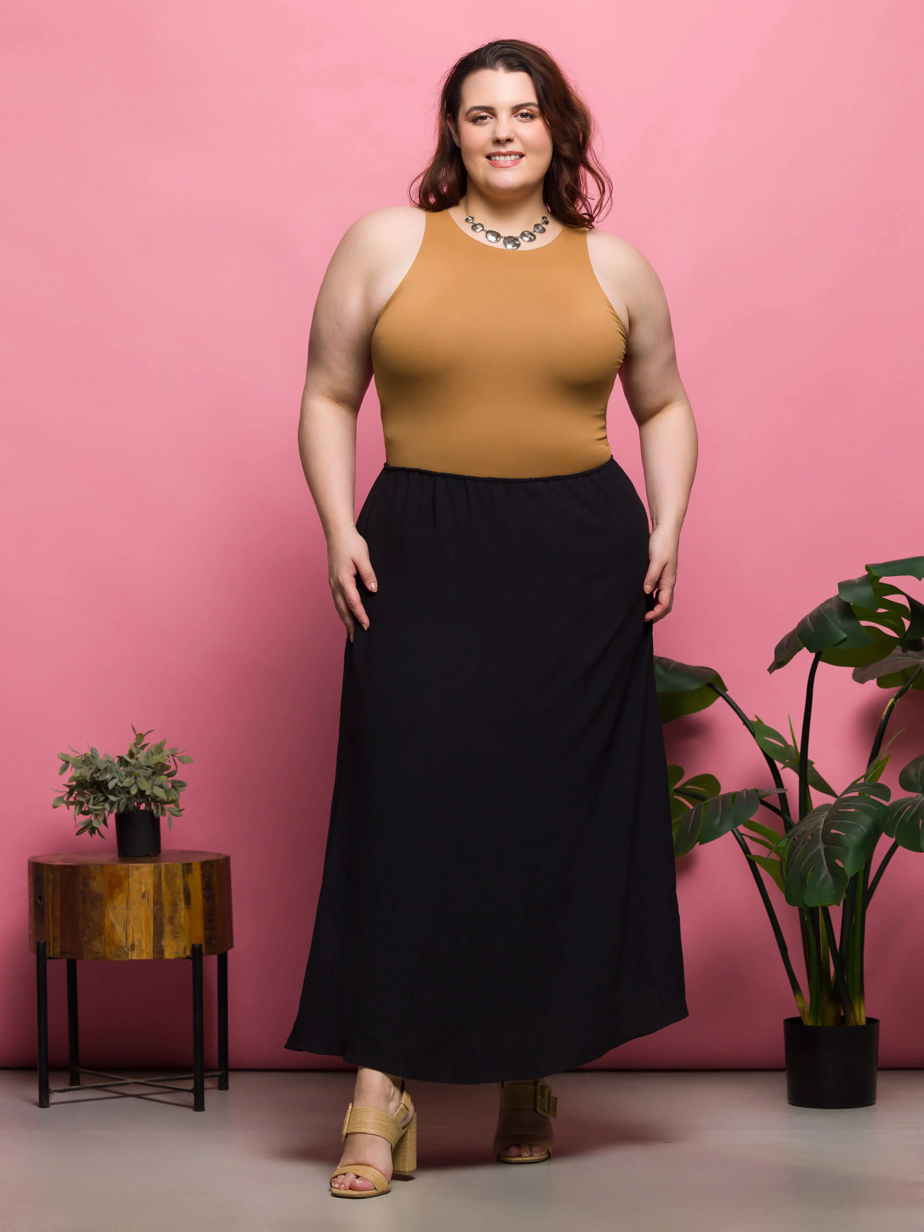 24seven Comfort Apparel Plus Size Elastic Waist A Line Maxi Skirt sold by 24/7 Comfort Apparel product image thumbnail 4