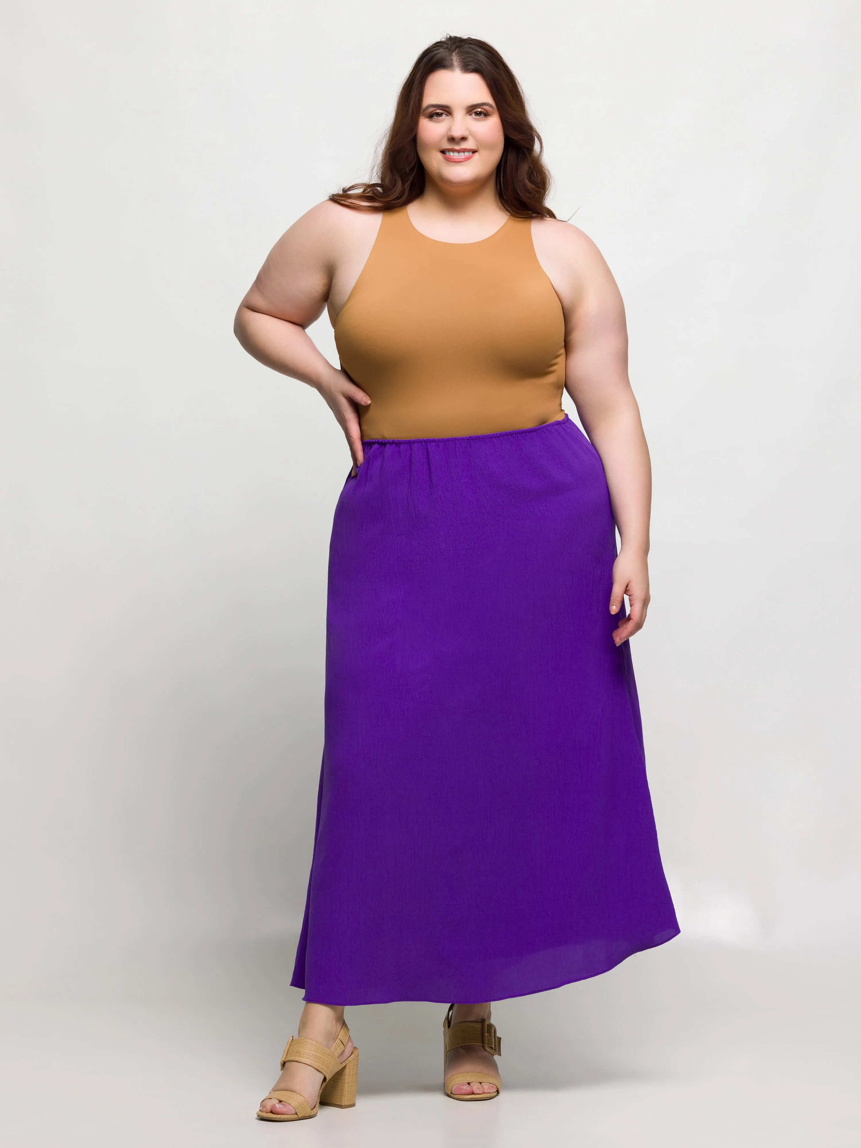 24seven Comfort Apparel Plus Size Elastic Waist A Line Maxi Skirt sold by 24/7 Comfort Apparel product image thumbnail 5