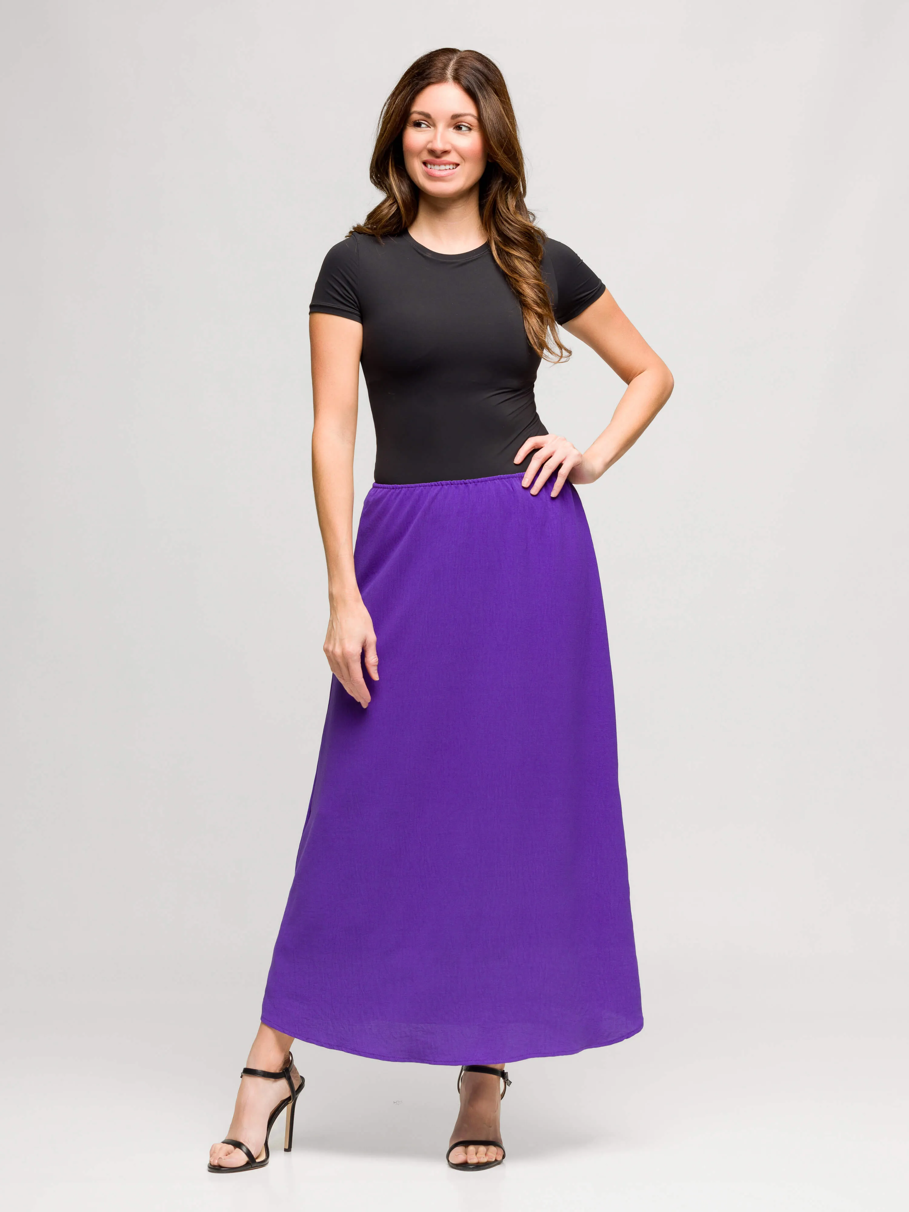 24seven Comfort Apparel Womens Elastic Waist A Line Maxi Skirt sold by 24/7 Comfort Apparel product image thumbnail 5