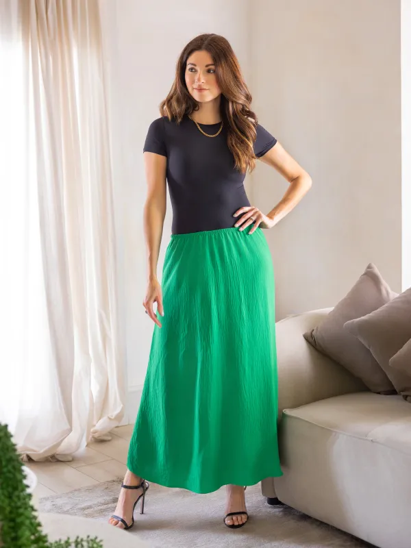 24seven Comfort Apparel Womens Elastic Waist A Line Maxi Skirt sold by 24/7 Comfort Apparel