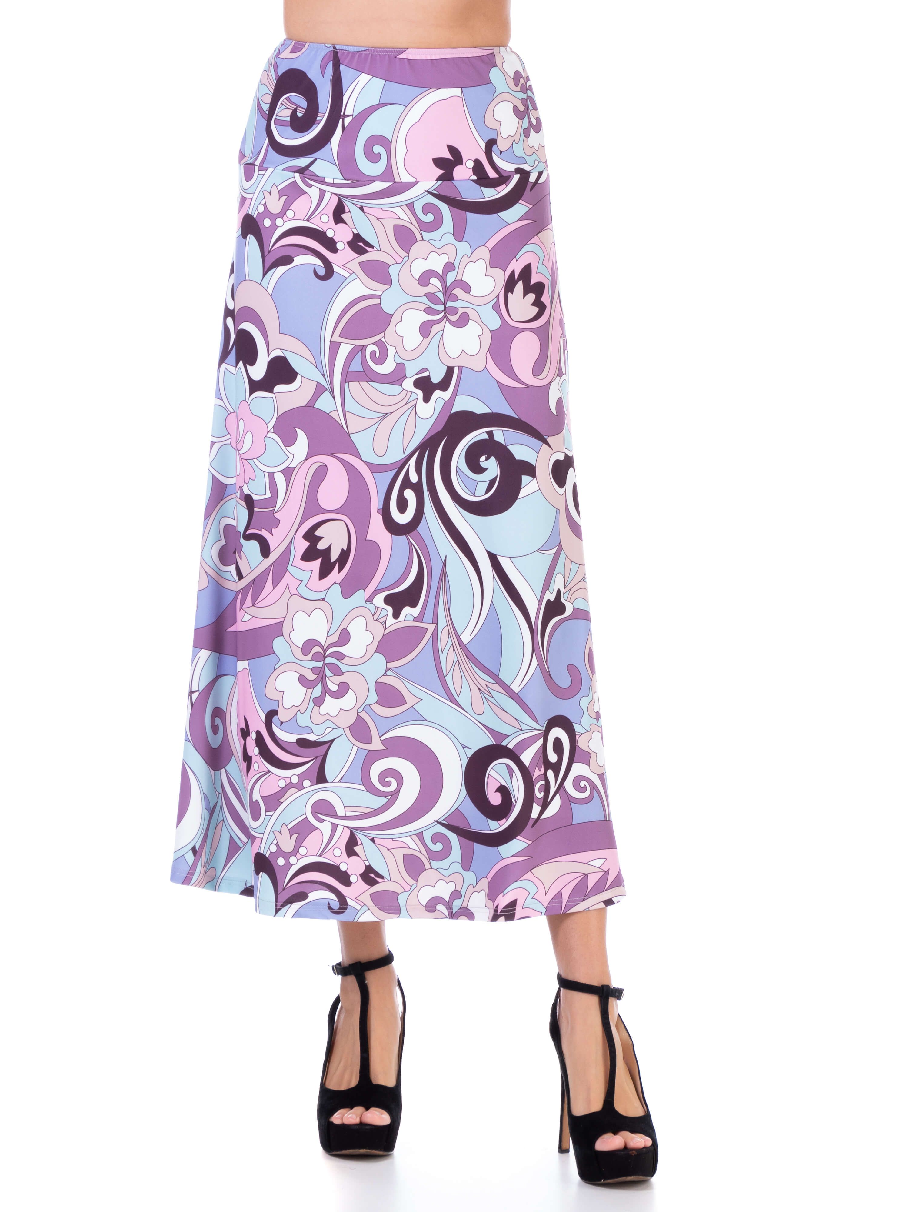 Lilac Floral Elastic Waistband Casual Ankle Length Maxi Skirt sold by 24/7 Comfort Apparel product image thumbnail 3