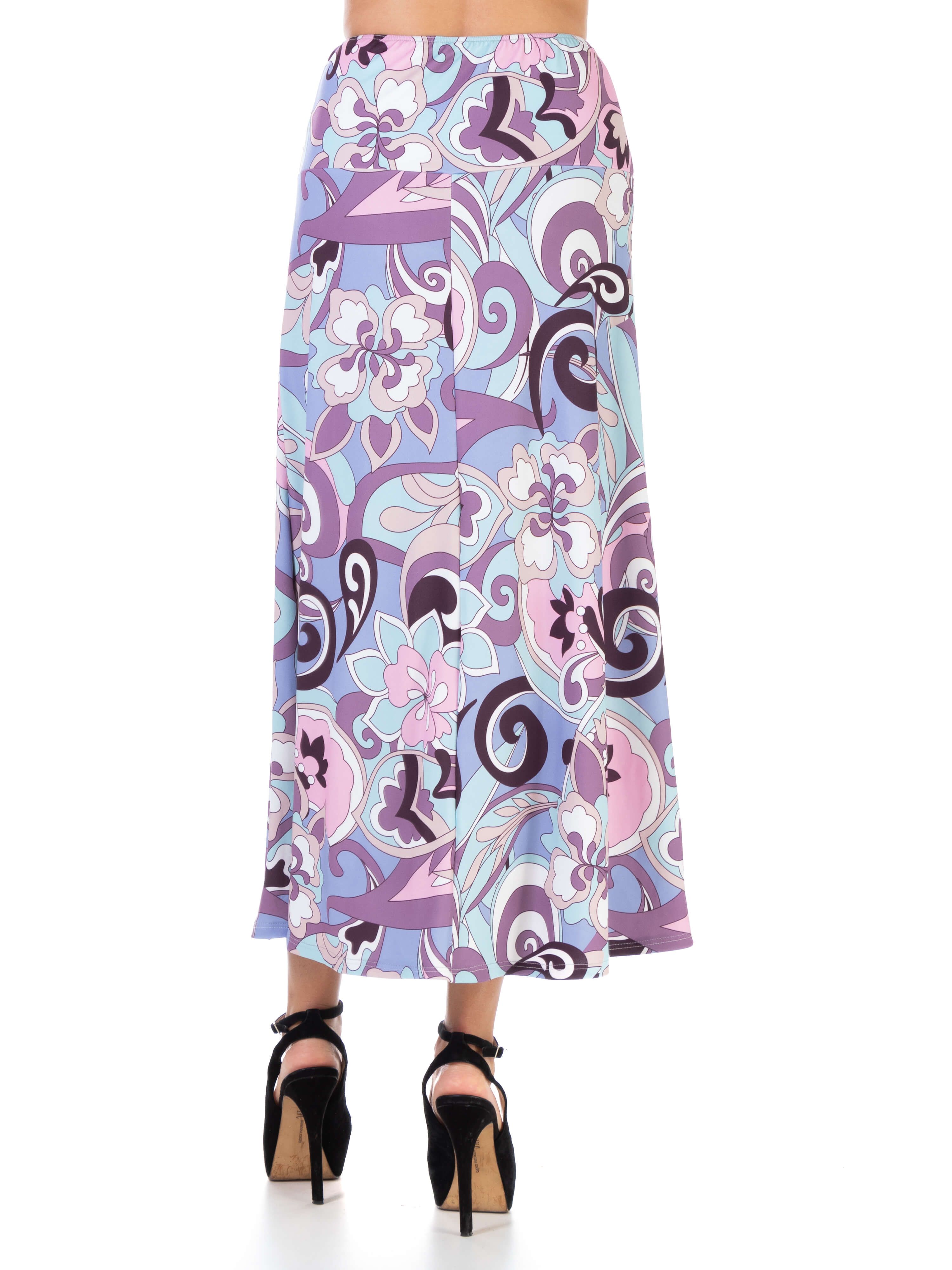 Lilac Floral Elastic Waistband Casual Ankle Length Maxi Skirt sold by 24/7 Comfort Apparel product image thumbnail 4