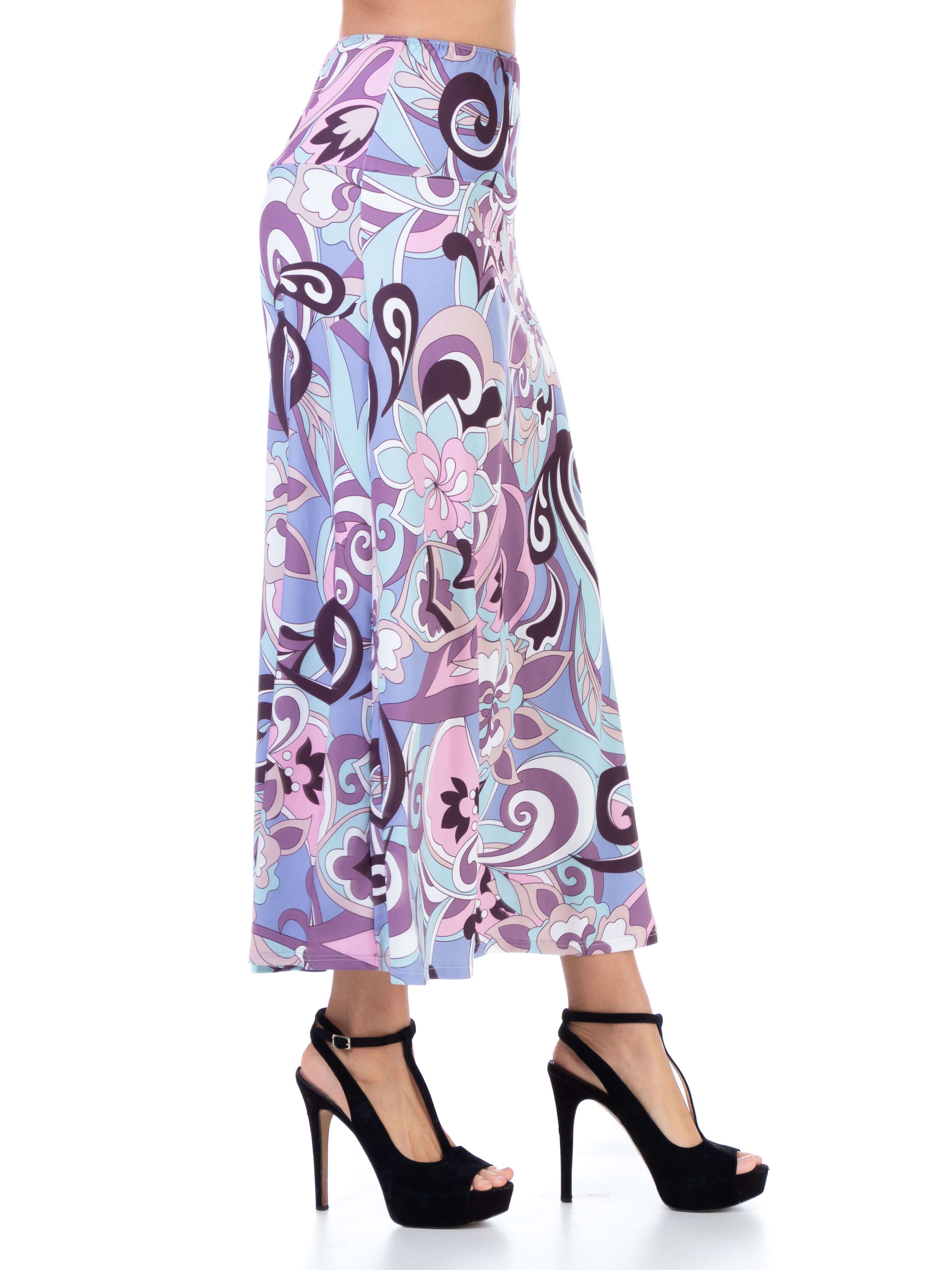Lilac Floral Elastic Waistband Casual Ankle Length Maxi Skirt sold by 24/7 Comfort Apparel product image thumbnail 2