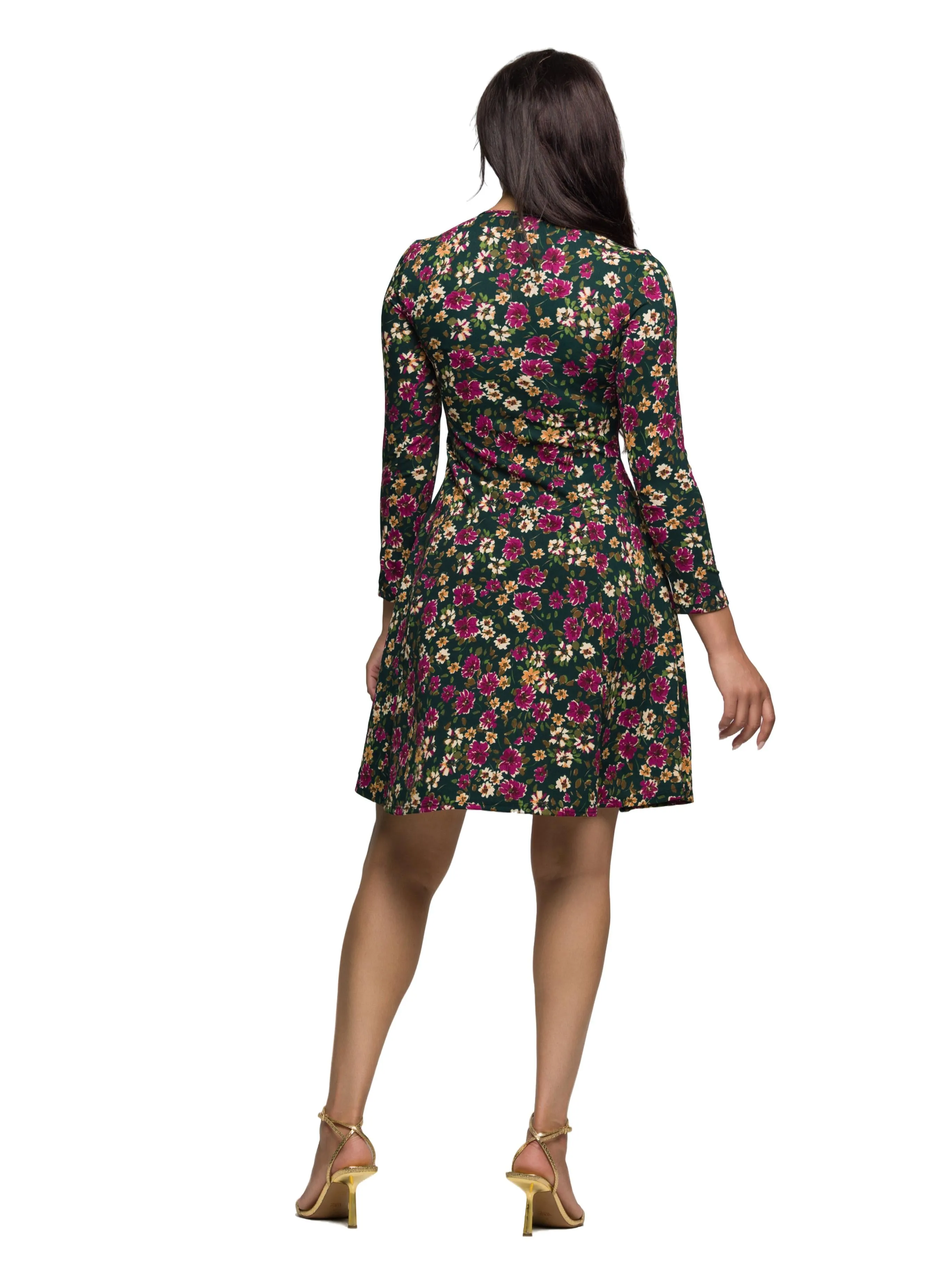 24seven Comfort Apparel Floral Print Long Sleeve Fit and Flare Mini Dress sold by 24/7 Comfort Apparel product image thumbnail 3