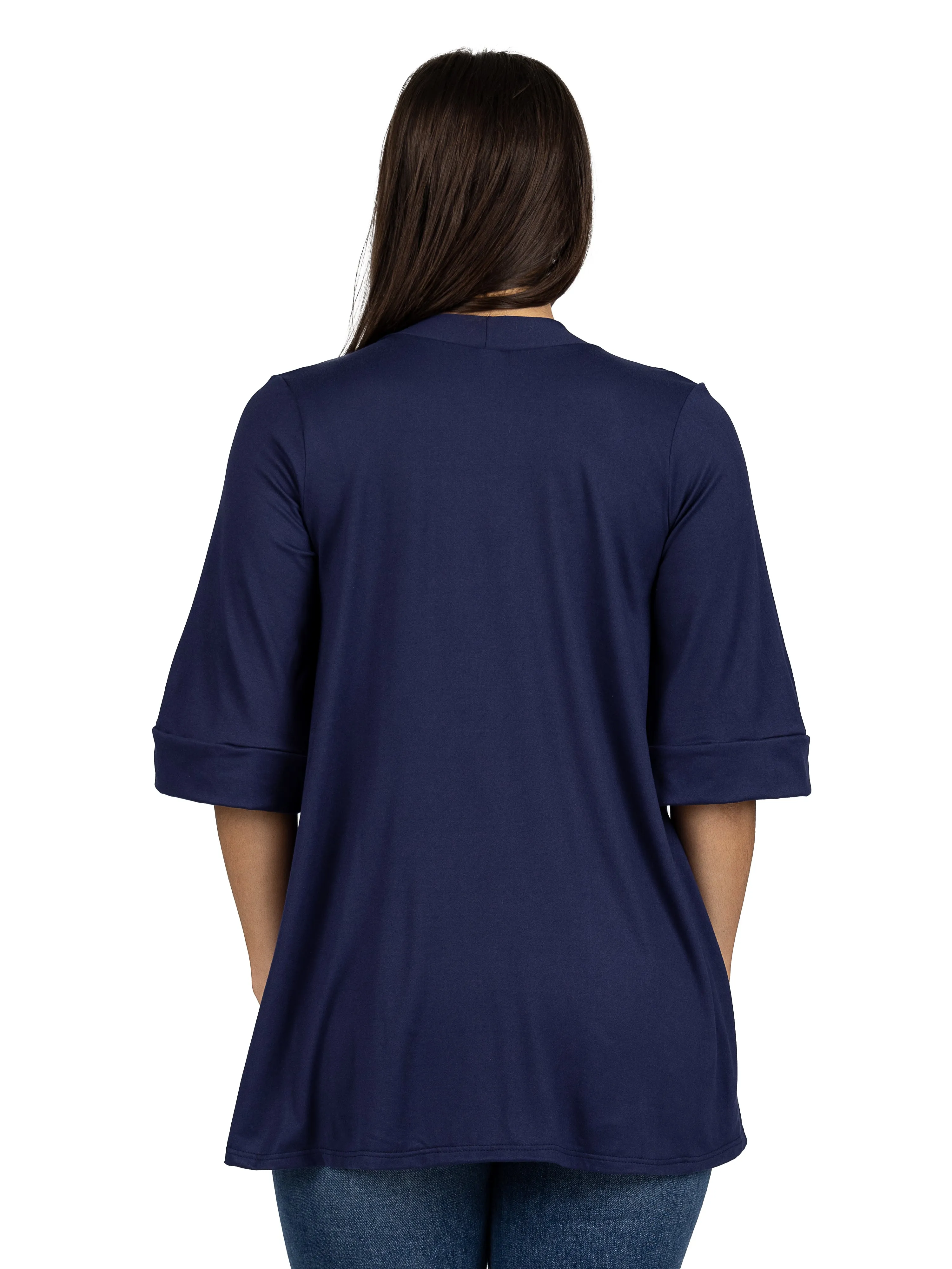 24seven Comfort Apparel Open Front Elbow Length Sleeve Womens Cardigan sold by 24/7 Comfort Apparel product image thumbnail 5