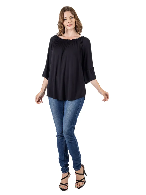 24seven Comfort Apparel Bell Sleeve Loose Fit Tunic Top sold by 24/7 Comfort Apparel