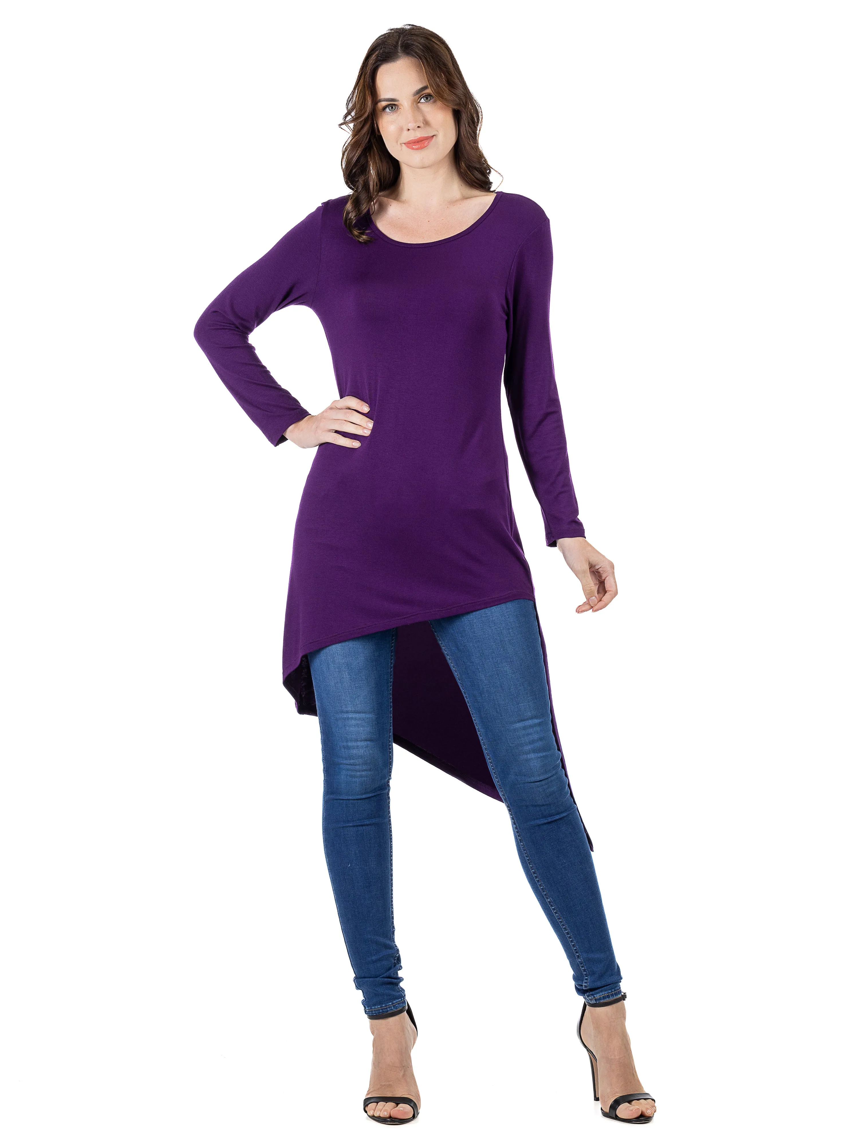 24seven Comfort Apparel Long Sleeve Knee Length Asymmetrical Tunic Top sold by 24/7 Comfort Apparel product image thumbnail 3