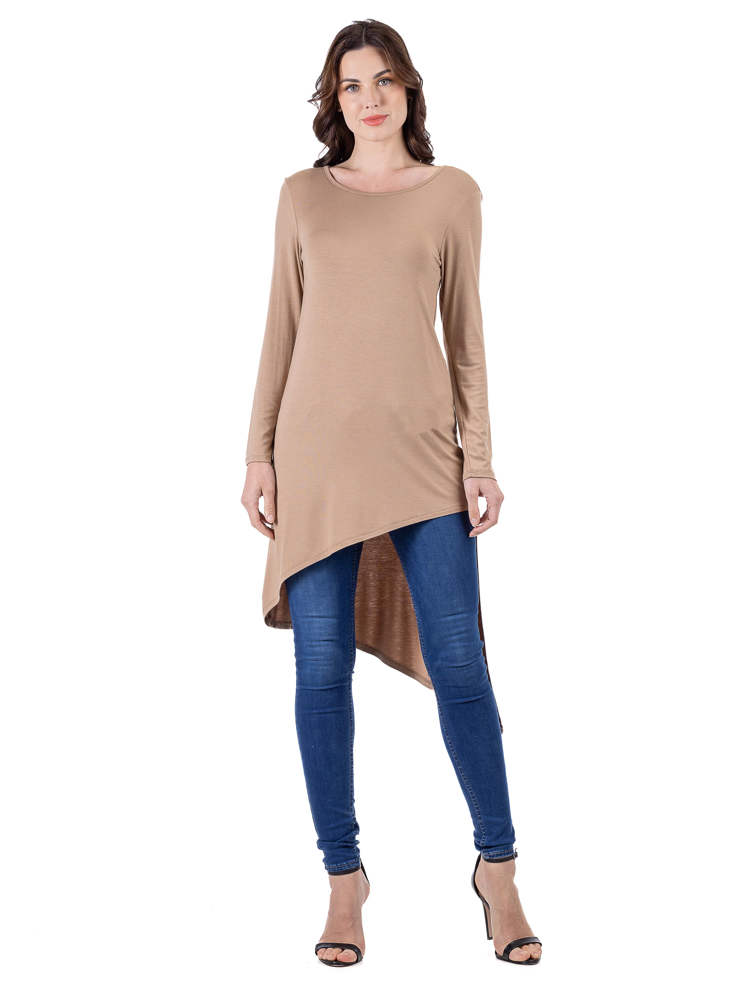 24seven Comfort Apparel Long Sleeve Knee Length Asymmetrical Tunic Top sold by 24/7 Comfort Apparel product image thumbnail 4