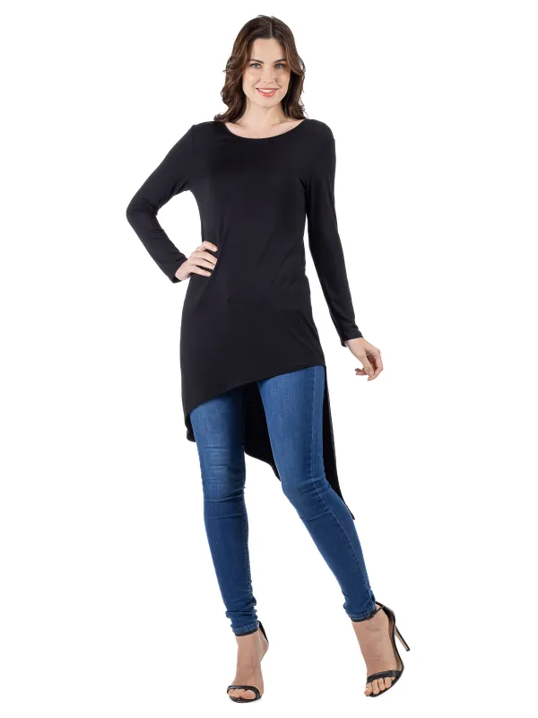24seven Comfort Apparel Long Sleeve Knee Length Asymmetrical Tunic Top sold by 24/7 Comfort Apparel