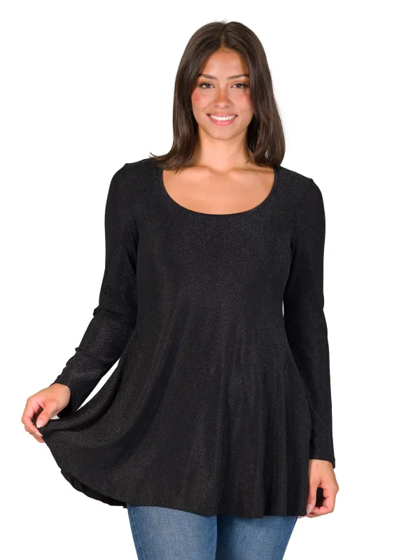 24seven Comfort Apparel Scoop Neck Long Sleeve Shimmery Fabric Tunic Top sold by 24/7 Comfort Apparel