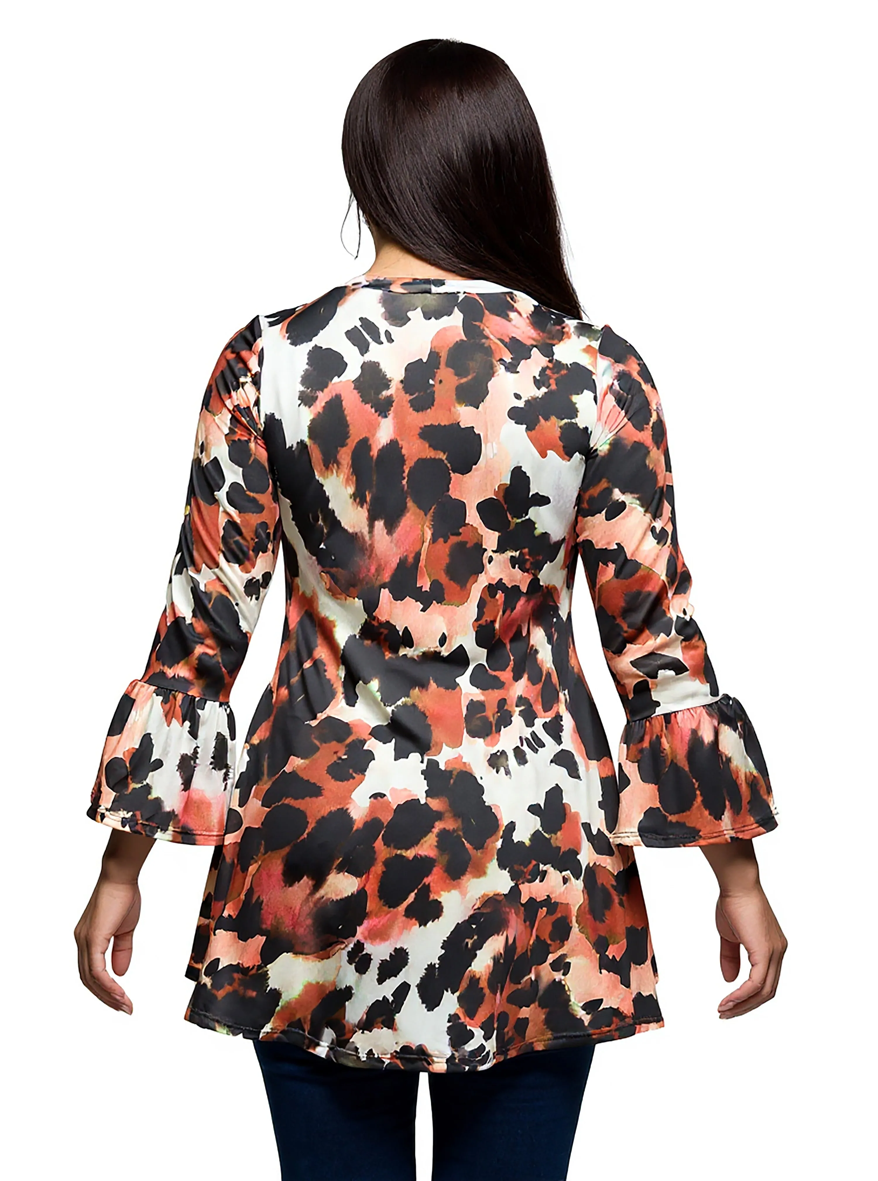 Essential Plus Size Scoop Neck Bell Sleeve Tunic Top Animal Print sold by 24/7 Comfort Apparel product image thumbnail 3