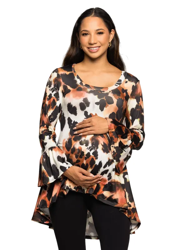 Maternity Scoop Neck Bell Sleeve Tunic Top Animal Print sold by 24/7 Comfort Apparel