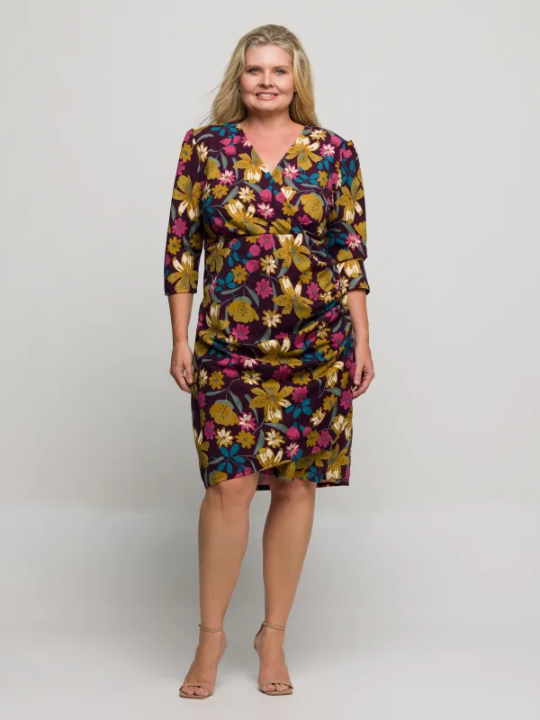 24seven Comfort Apparel Plus Size Floral Print Faux Wrap Dress sold by 24/7 Comfort Apparel