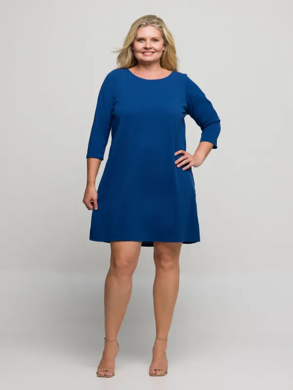 24seven Comfort Apparel Plus Size Three Quarter Sleeve A Line Knee Length Dress sold by 24/7 Comfort Apparel
