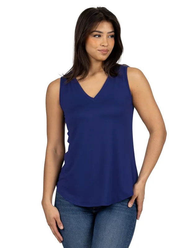 24seven Comfort Apparel Petite V Neck Tunic Tank Top with Round Hemline sold by 24/7 Comfort Apparel