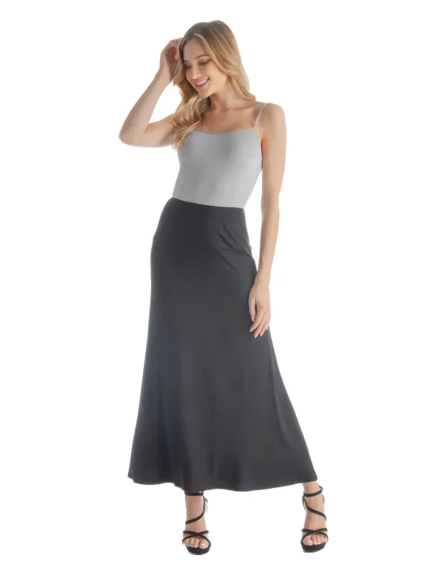 24seven Comfort Apparel Petite Comfortable Fit Elastic Waist A Line Maxi Skirt sold by 24/7 Comfort Apparel