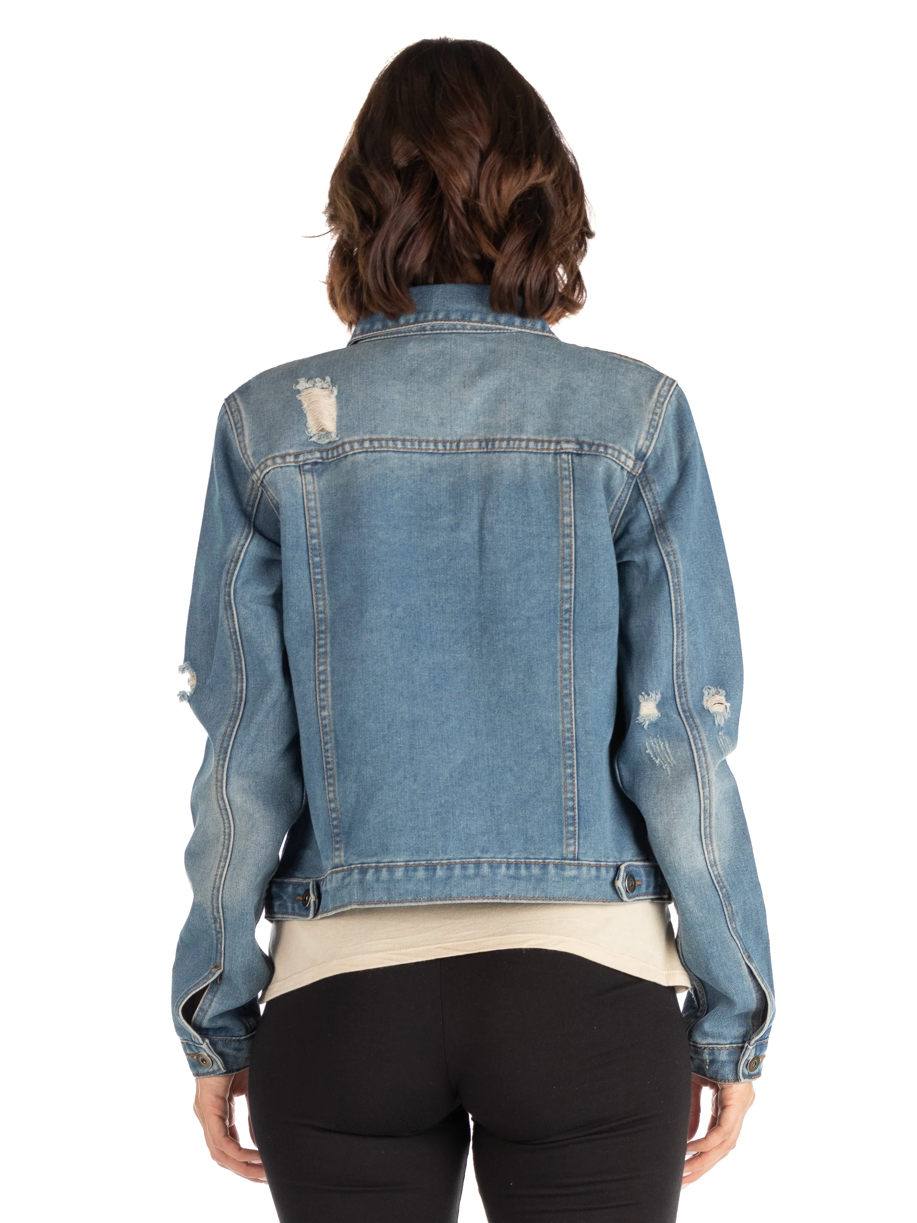 24seven Comfort Apparel Petite Timeless Denim Jacket sold by 24/7 Comfort Apparel product image thumbnail 3