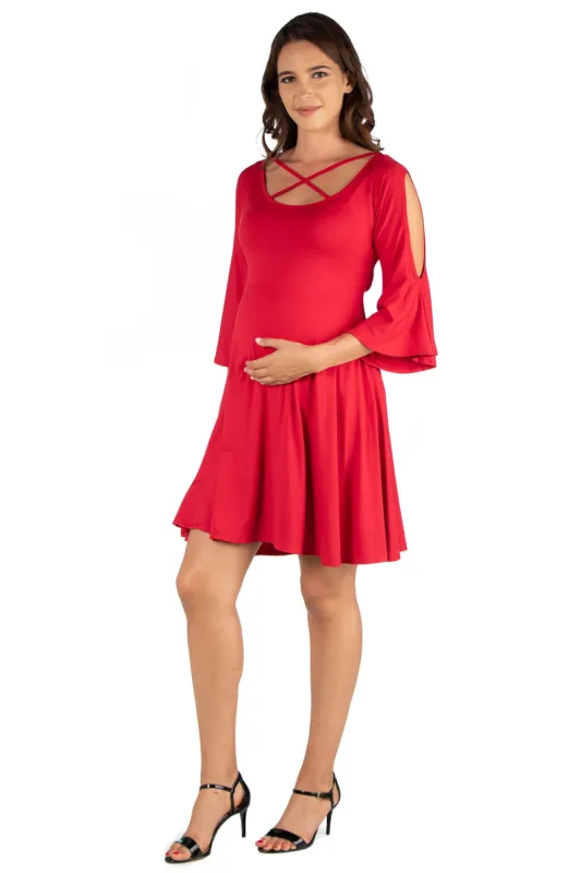 Maternity Knee Length Cold Shoulder Dress sold by 24/7 Comfort Apparel