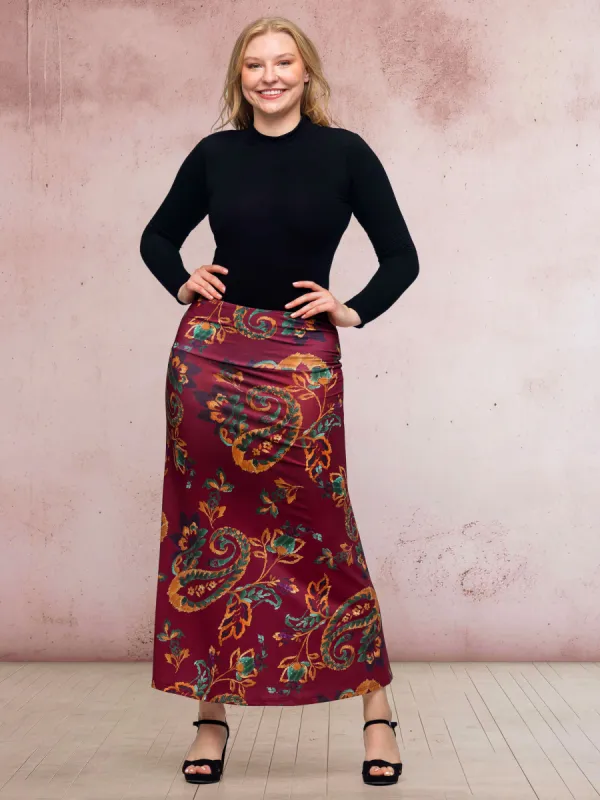 Wine Print Elastic Waist A Line Maxi Skirt sold by 24/7 Comfort Apparel