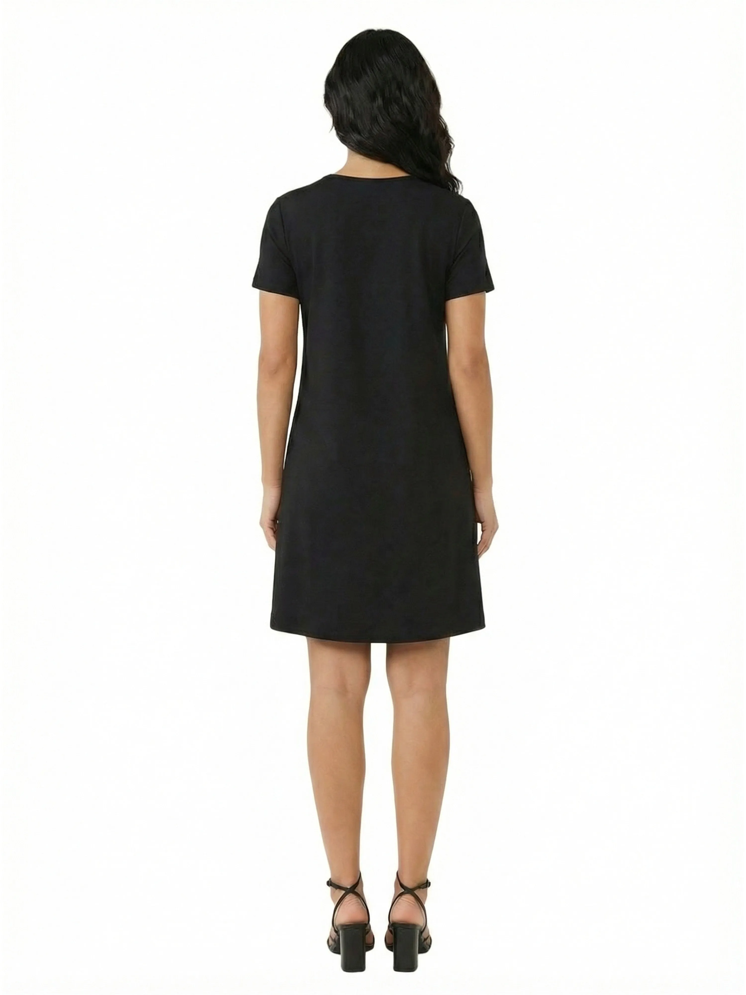 Essential Petite Short Sleeve Round Neck Mini Shift Dress sold by 24/7 Comfort Apparel product image thumbnail 3