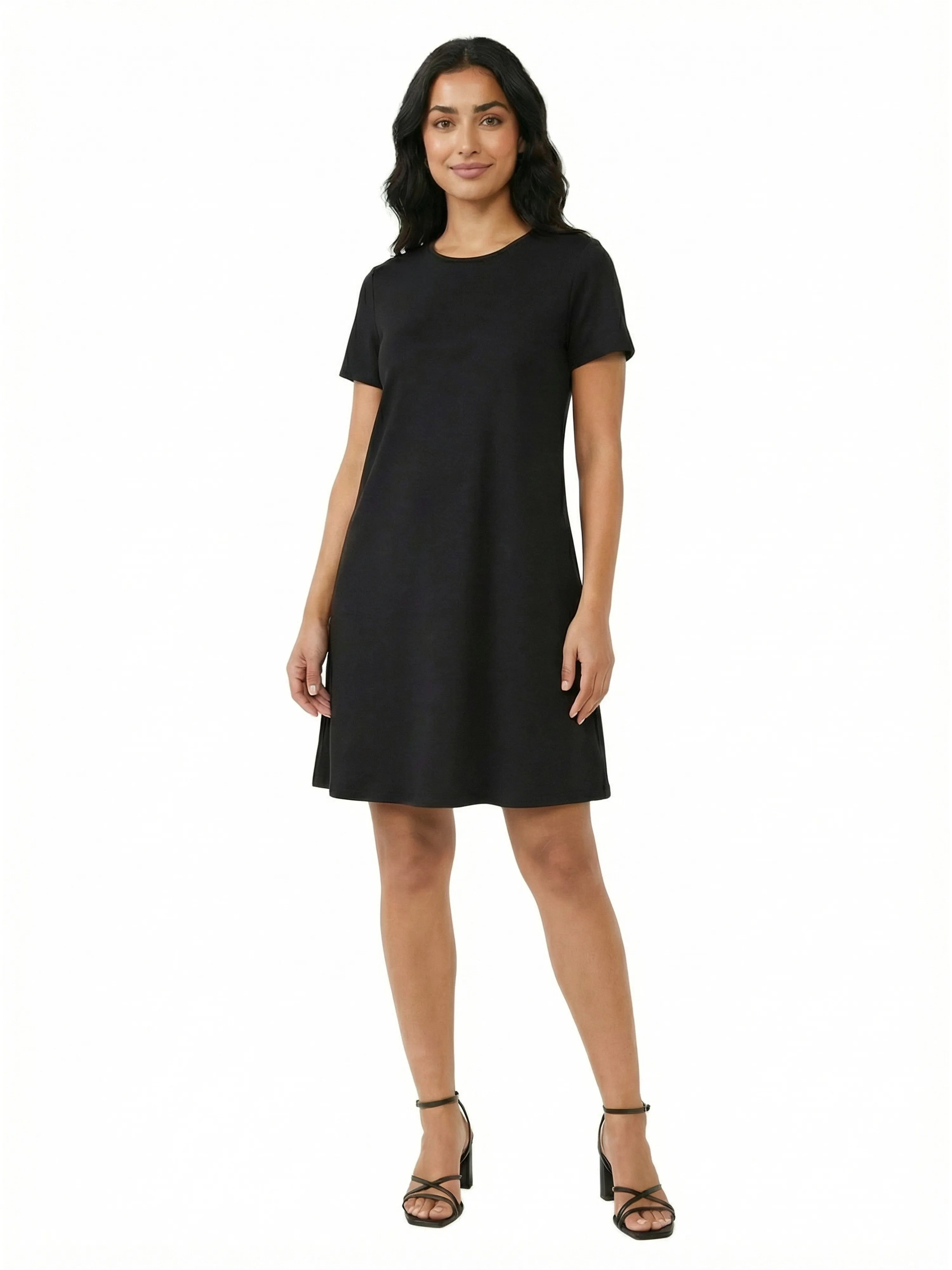Essential Petite Short Sleeve Round Neck Mini Shift Dress sold by 24/7 Comfort Apparel