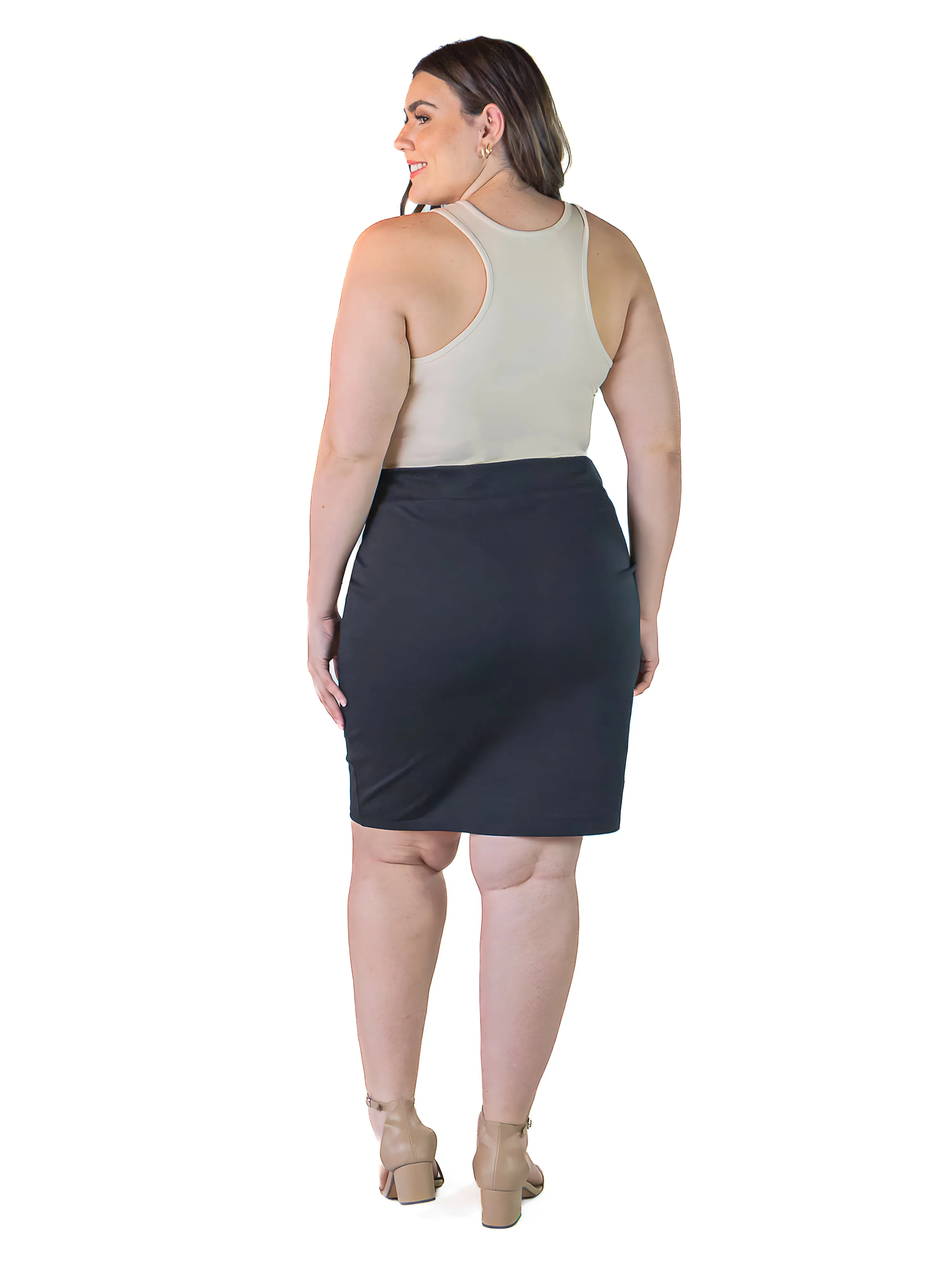 Essential Plus Size Solid Color Elastic Waist Knee Length Pencil Skirt sold by 24/7 Comfort Apparel product image thumbnail 3
