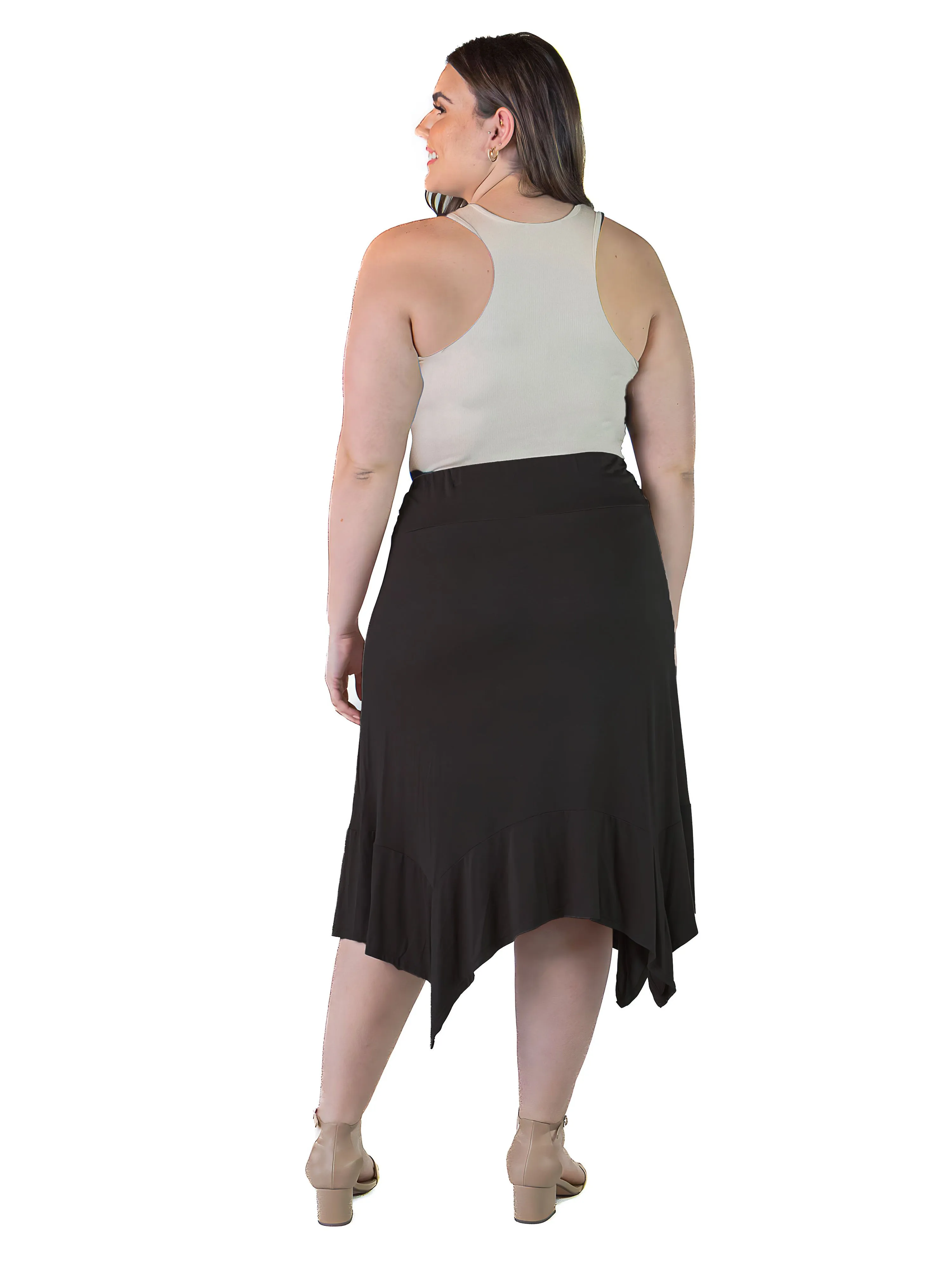 Essential Plus Size Elastic Waist Handkerchief Midi Skirt sold by 24/7 Comfort Apparel product image thumbnail 3