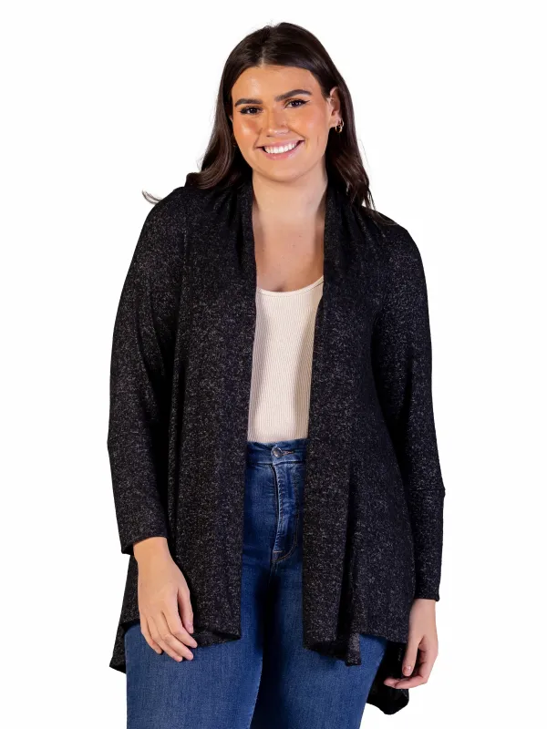 Essential Plus Size Open Front Long Sleeve High Low Cozy Jacket made by 24/7 Comfort Apparel