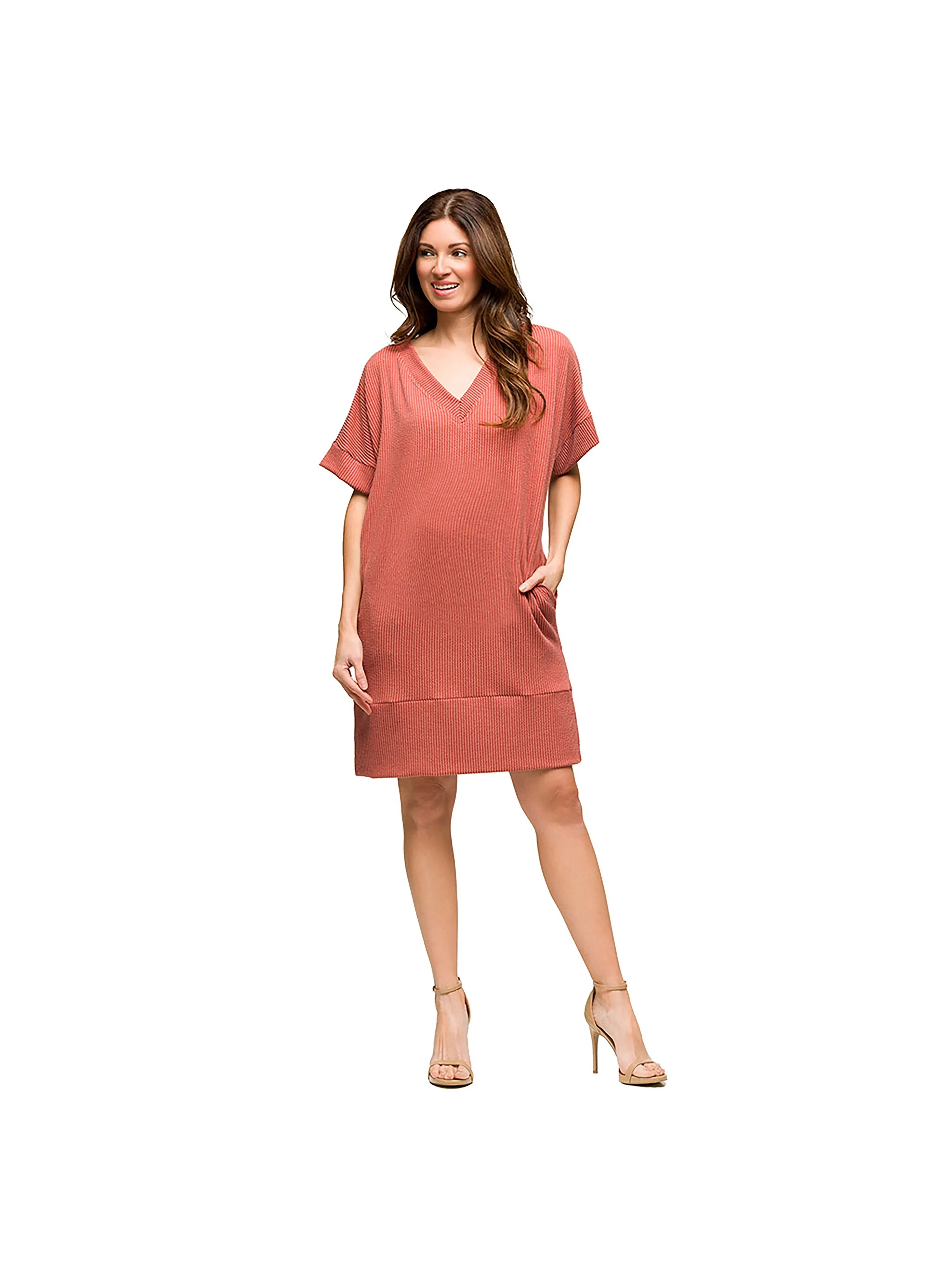 Essential Maternity V Neck Loose Fit Short Sleeve Pocket T Shirt Dress sold by 24/7 Comfort Apparel product image thumbnail 5