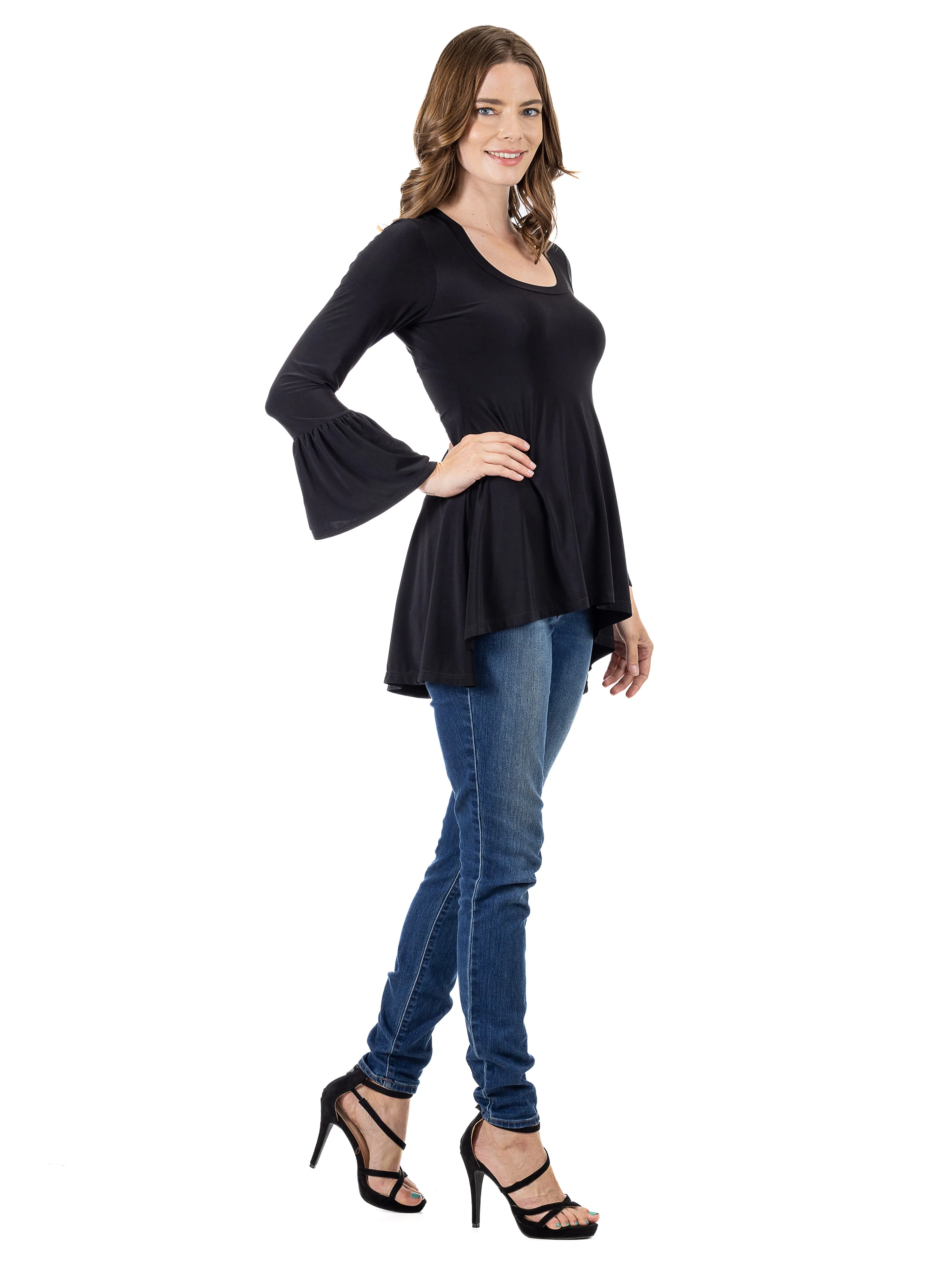 Essential Womens Long Bell Sleeve High Low Tunic Top sold by 24/7 Comfort Apparel product image thumbnail 2