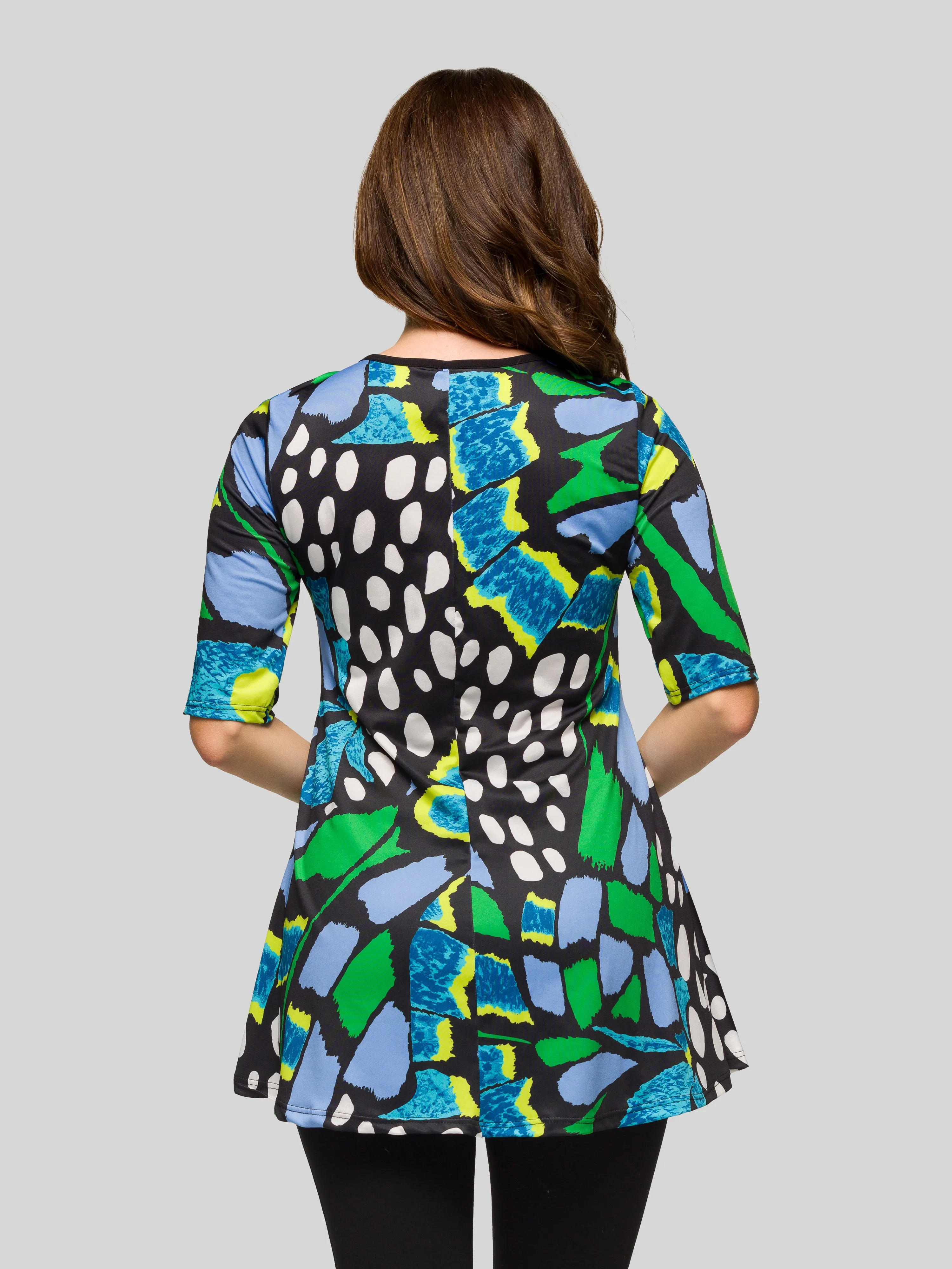 Essential Womens Blue Butterfly Print Elbow Sleeve Casual Tunic Top sold by 24/7 Comfort Apparel product image thumbnail 3