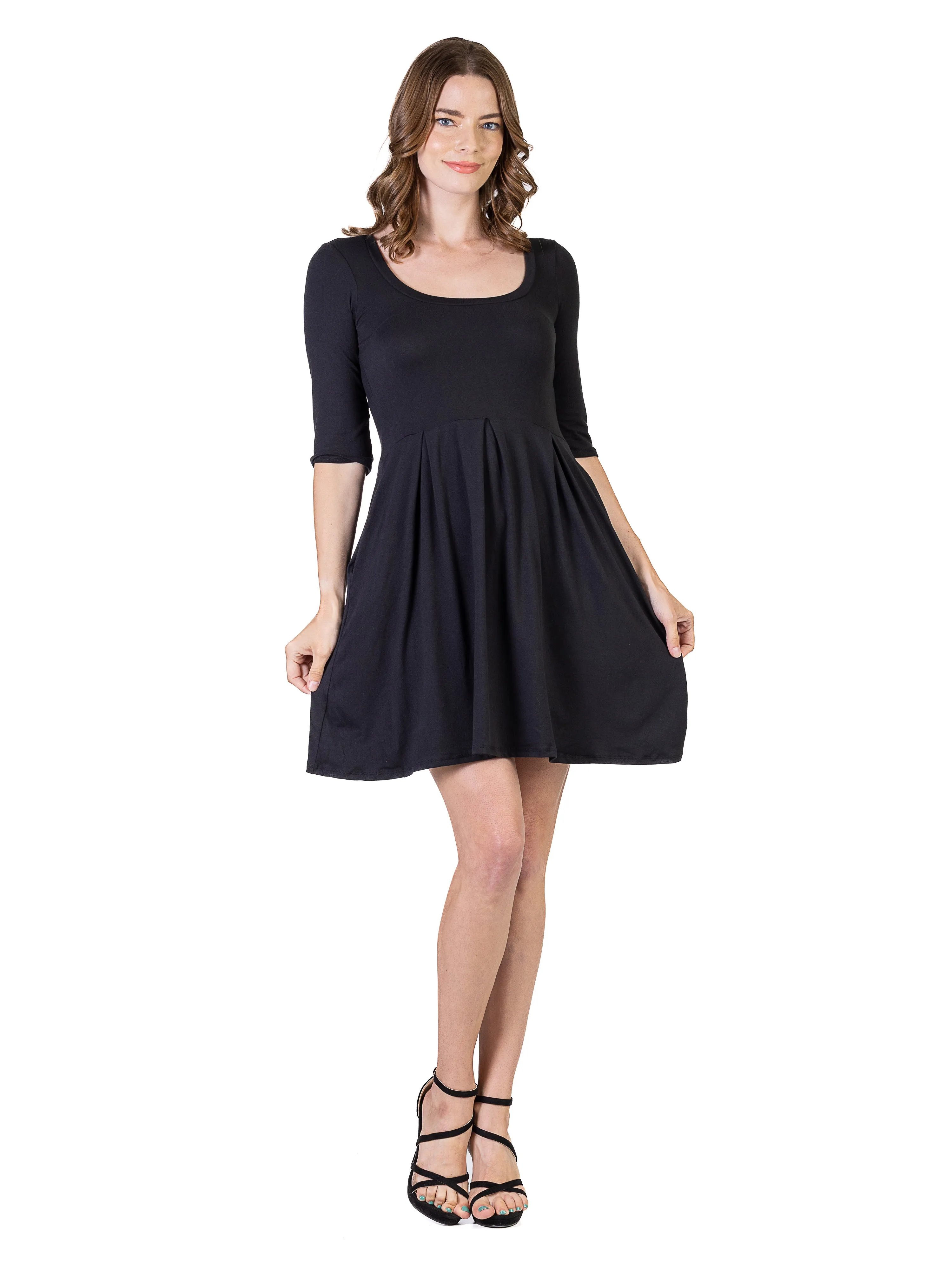 Essential Womens Scoop Neck Fit N Flare Mini Dress sold by 24/7 Comfort Apparel