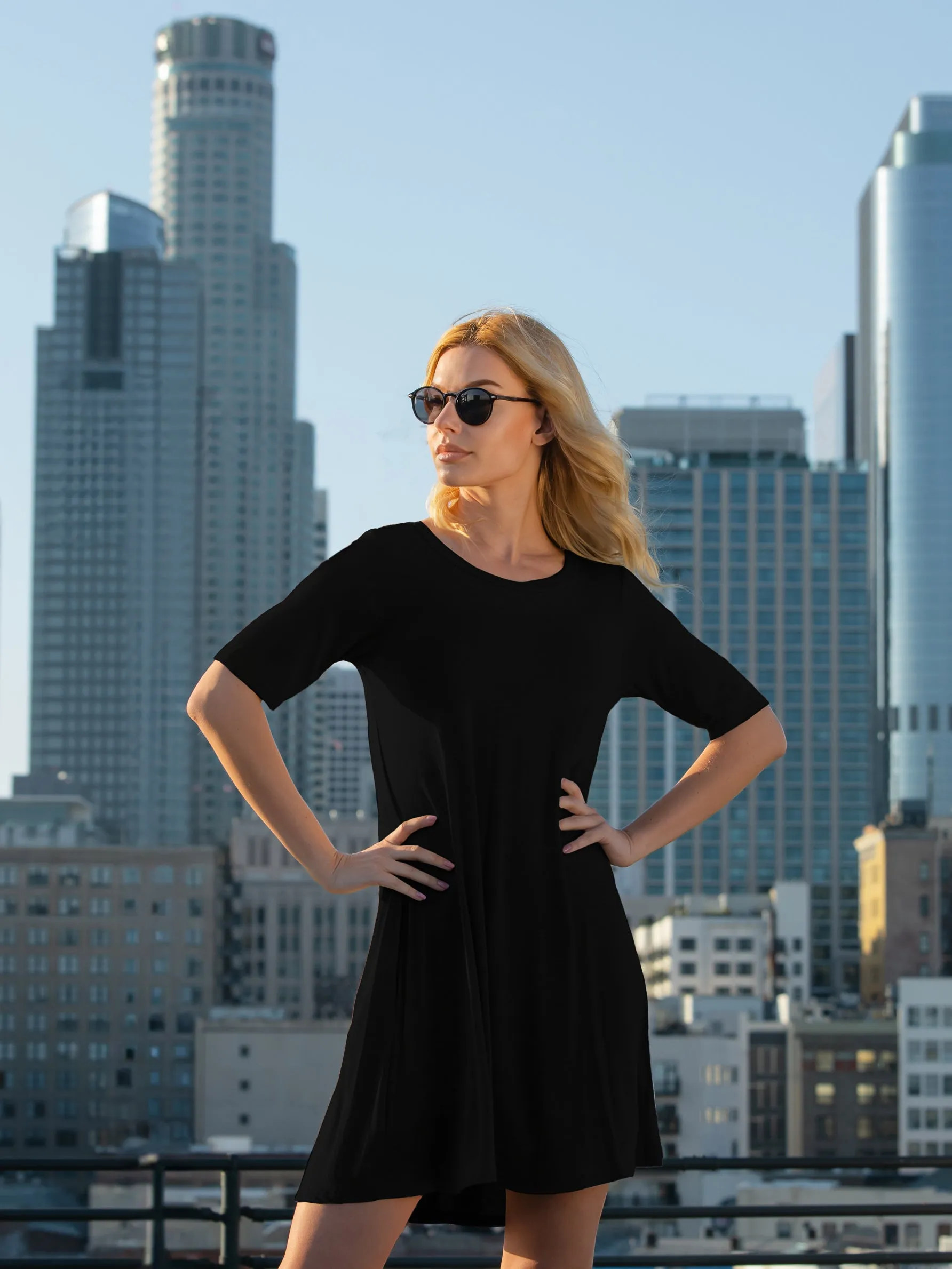 Essential Womens Round Neck Knee Length Flare T Shirt Pocket Dress sold by 24/7 Comfort Apparel product image thumbnail 5