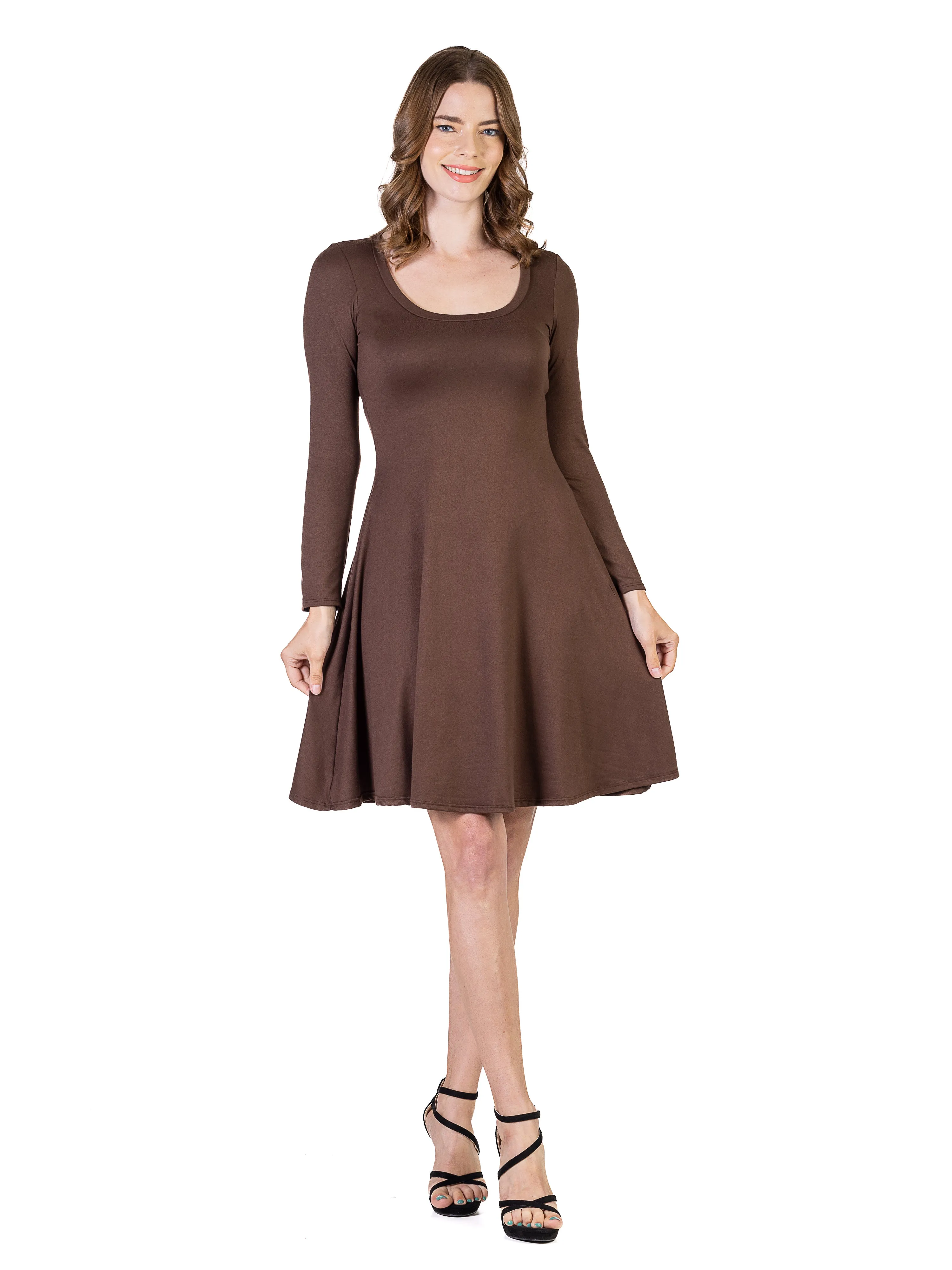 Essential Womens Long Sleeve Scoop Neck Knee Length Dress sold by 24/7 Comfort Apparel product image thumbnail 5