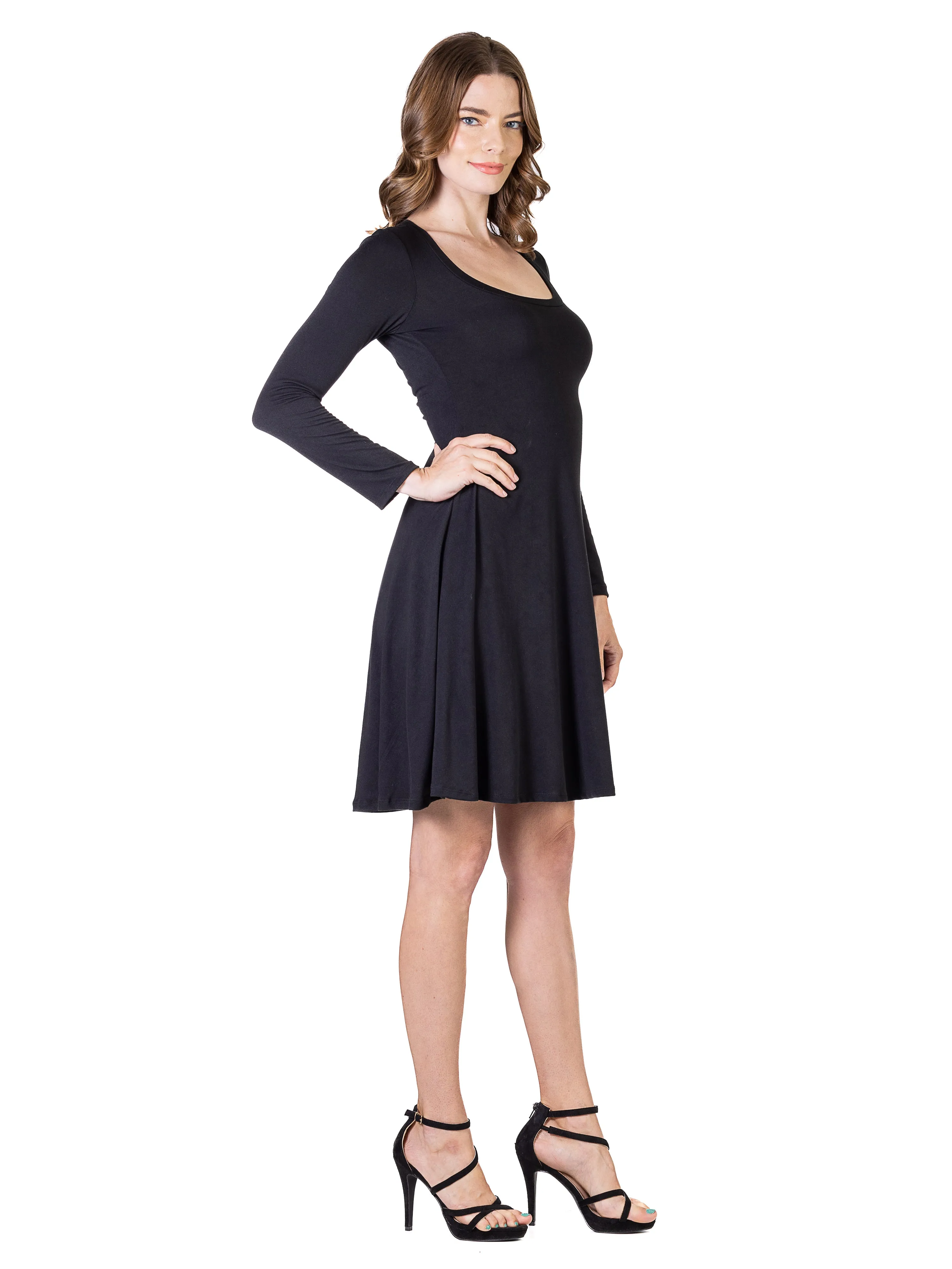 Essential Womens Long Sleeve Scoop Neck Knee Length Dress sold by 24/7 Comfort Apparel product image thumbnail 2