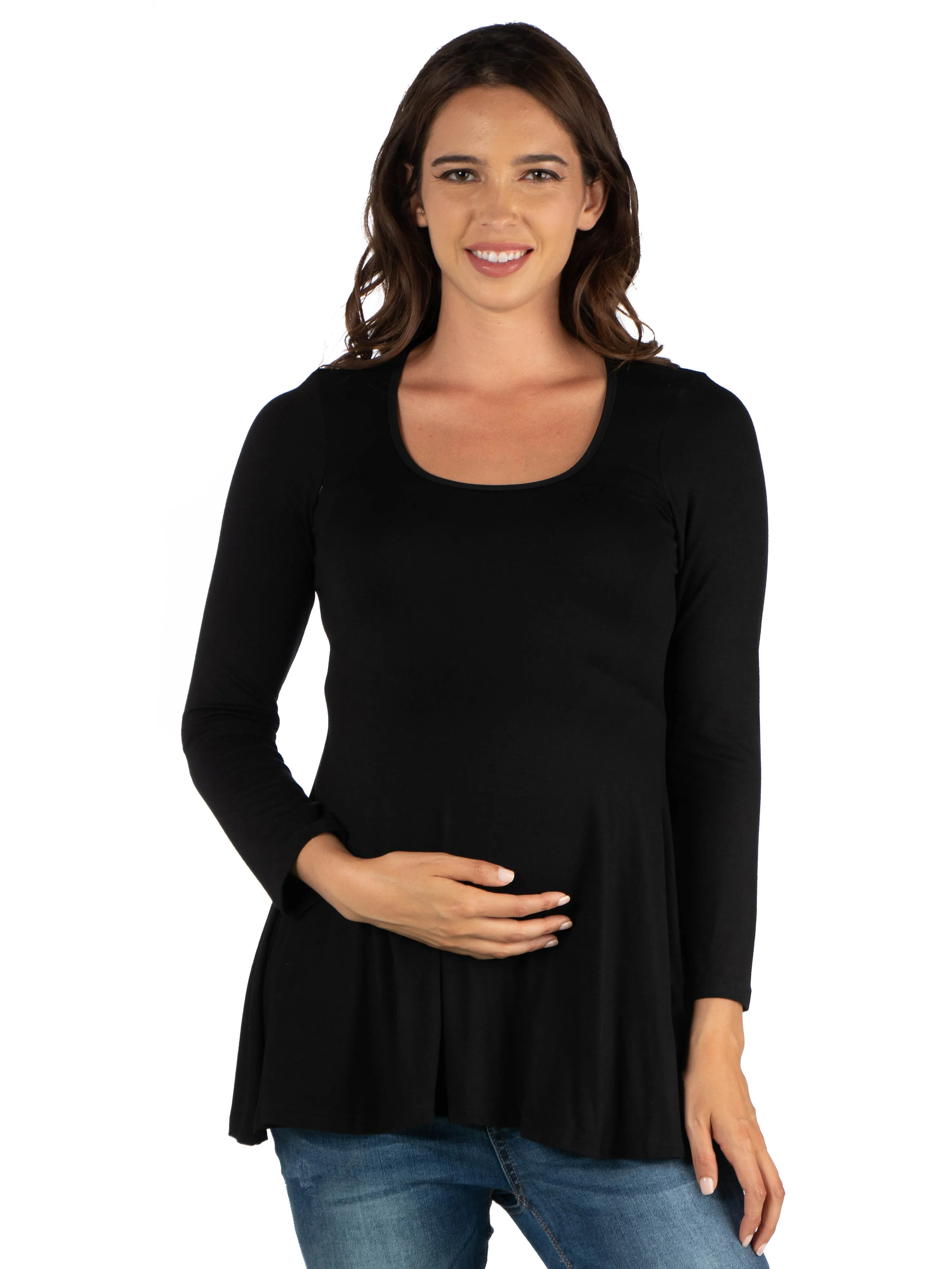 Basic Maternity Long Sleeve Scoop Neck Swing Soft Flare Tunic Top sold by 24/7 Comfort Apparel product image thumbnail 5
