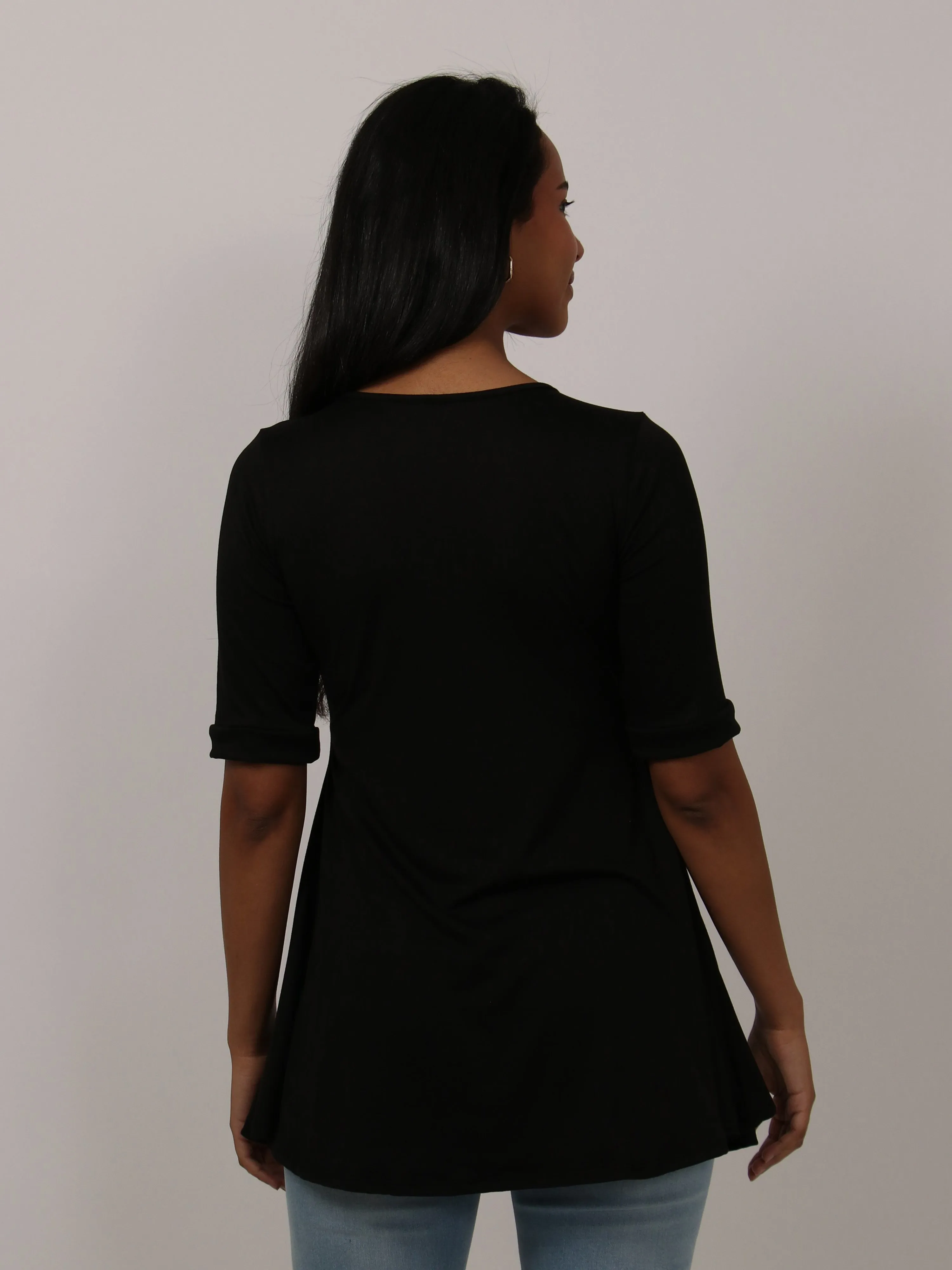Basic Womens Short Sleeve with Button Detail Tunic Top sold by 24/7 Comfort Apparel product image thumbnail 3