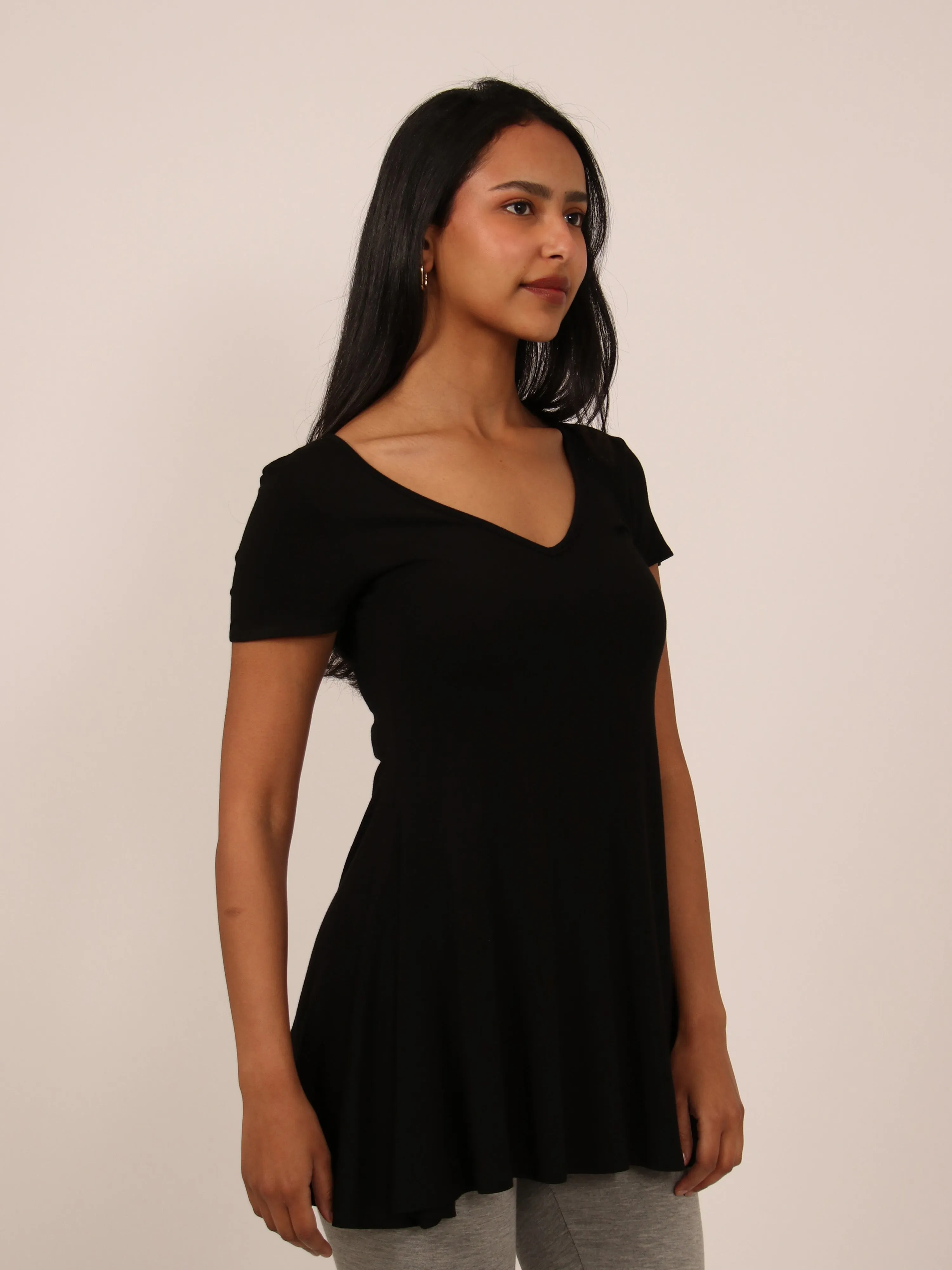 Basic Womens Short Sleeve V Neck Swing Style Tunic Top sold by 24/7 Comfort Apparel product image thumbnail 2