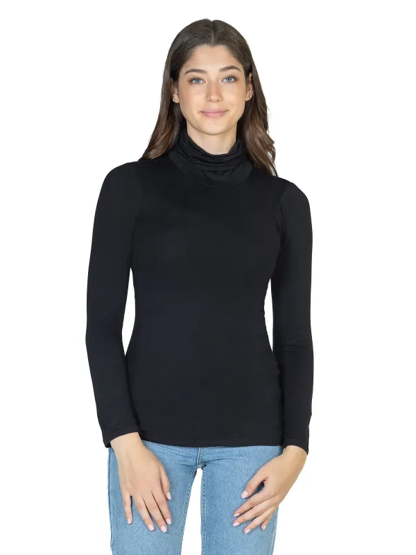 Basic Womens Classic Long Sleeve Turtleneck Top made by 24/7 Comfort Apparel